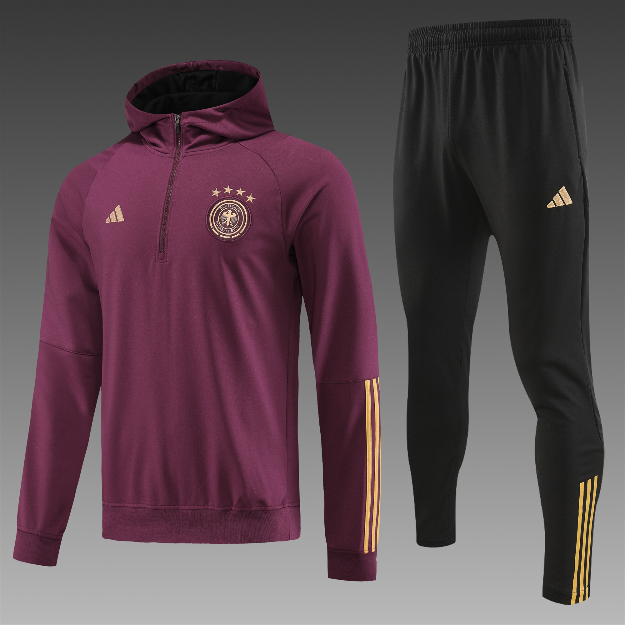 Germany 23-24 Men's Training Hoodie + Pants - Red - UnitedFutballJersey