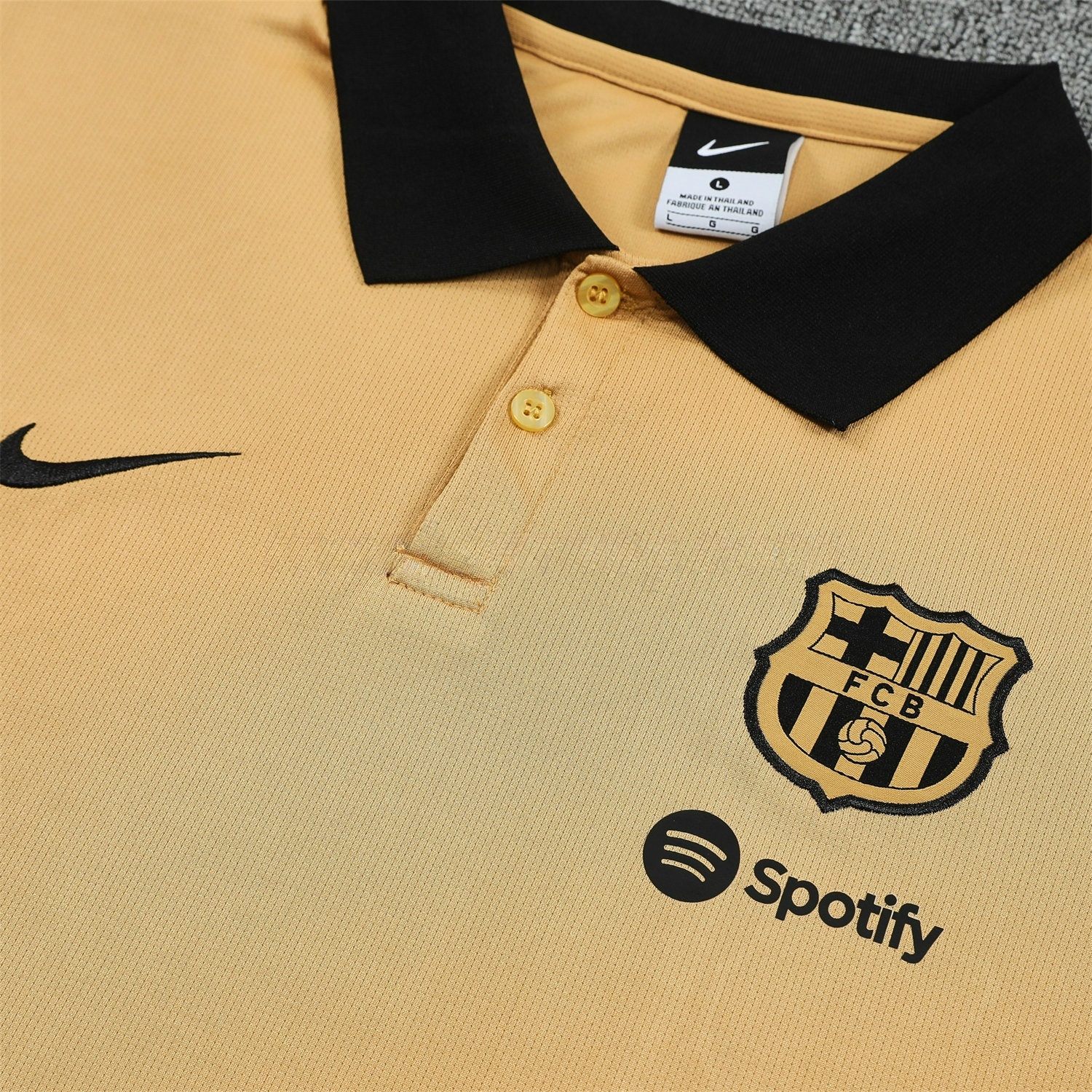 Barcelona 25-26 POLO Short-Sleeve Training Set - Light Brown Top and Black Pants - UnitedFutballJersey
