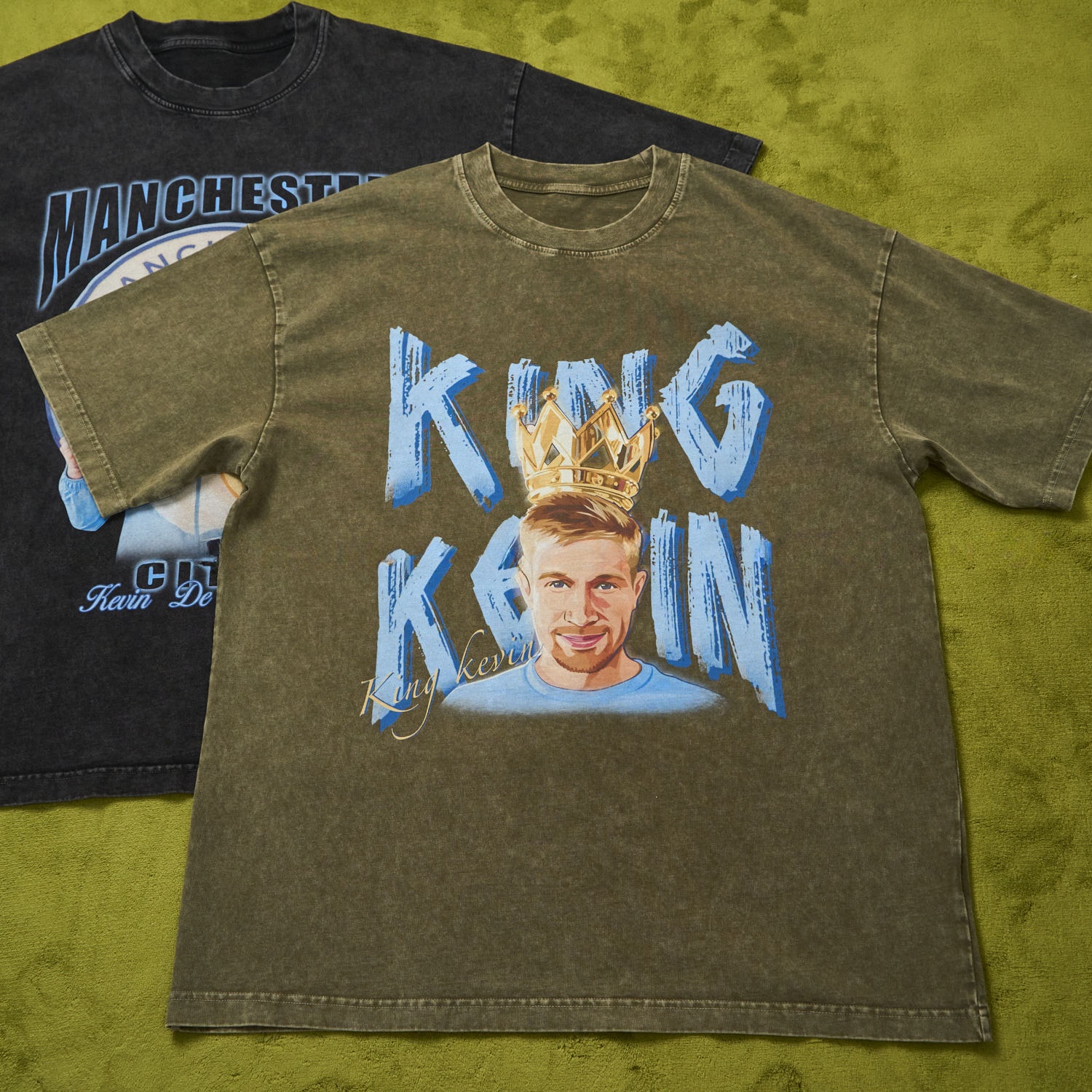 Manchester City Kevin De Bruyne King Oversized Washed T-Shirt - UnitedFutballJersey