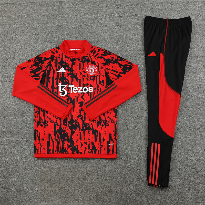 Manchester United 23-24 Long Sleeve Training Set -Red Camouflage - UnitedFutballJersey