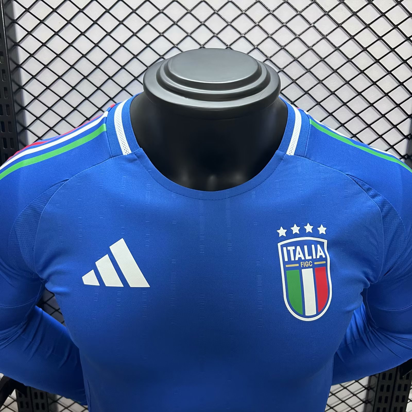 Italy 2024 Home Stadium Long Sleeve Jersey - Player Version - UnitedFutballJersey