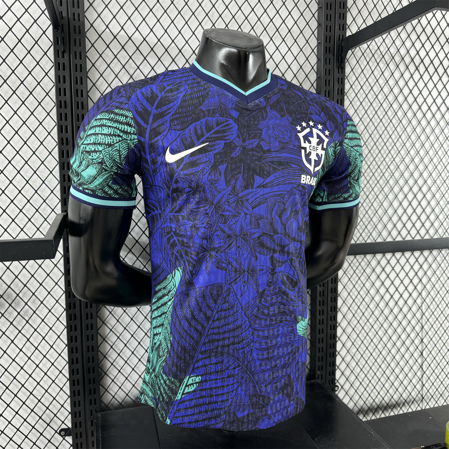 Brazil 25-26 Blue Flowers and Leaves Jersey - Player Version - UnitedFutballJersey