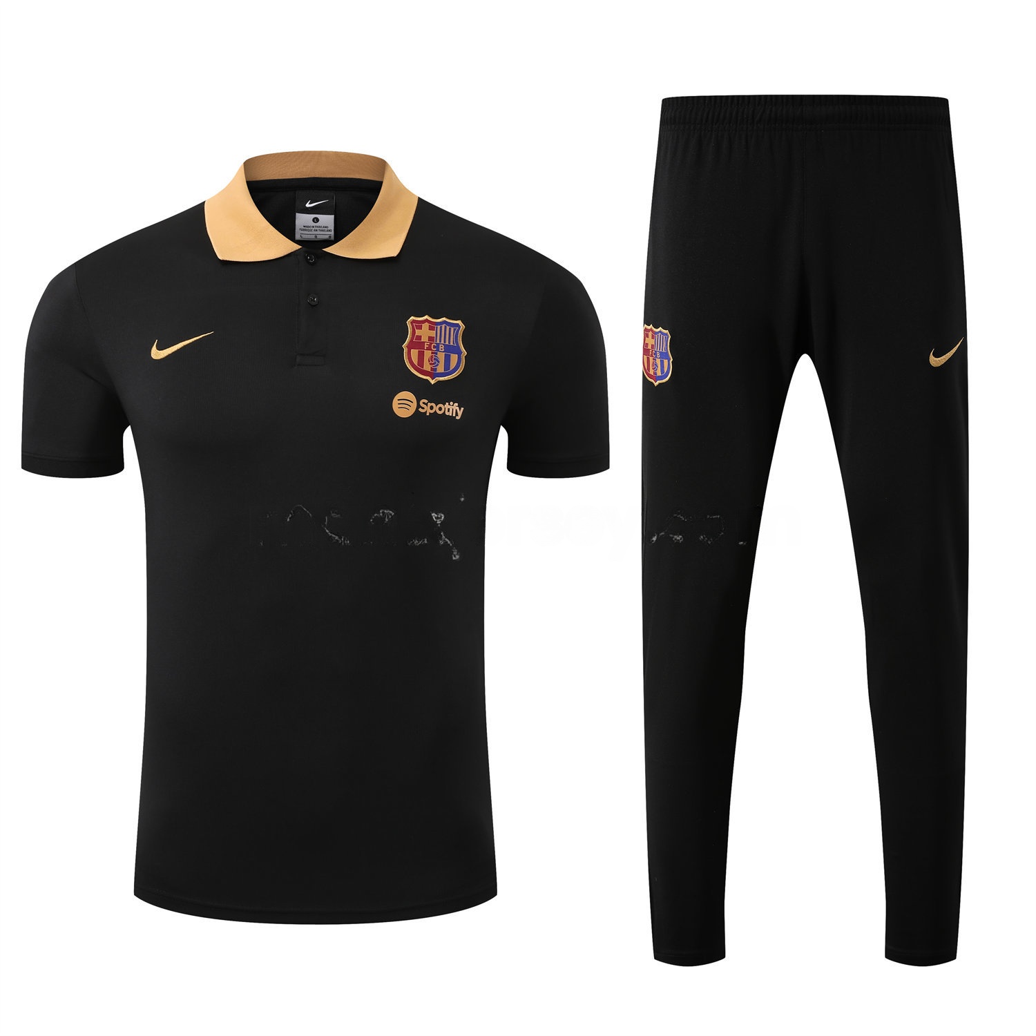 Barcelona 25-26 POLO Short-Sleeve Training Set - Black Top and Pants - UnitedFutballJersey