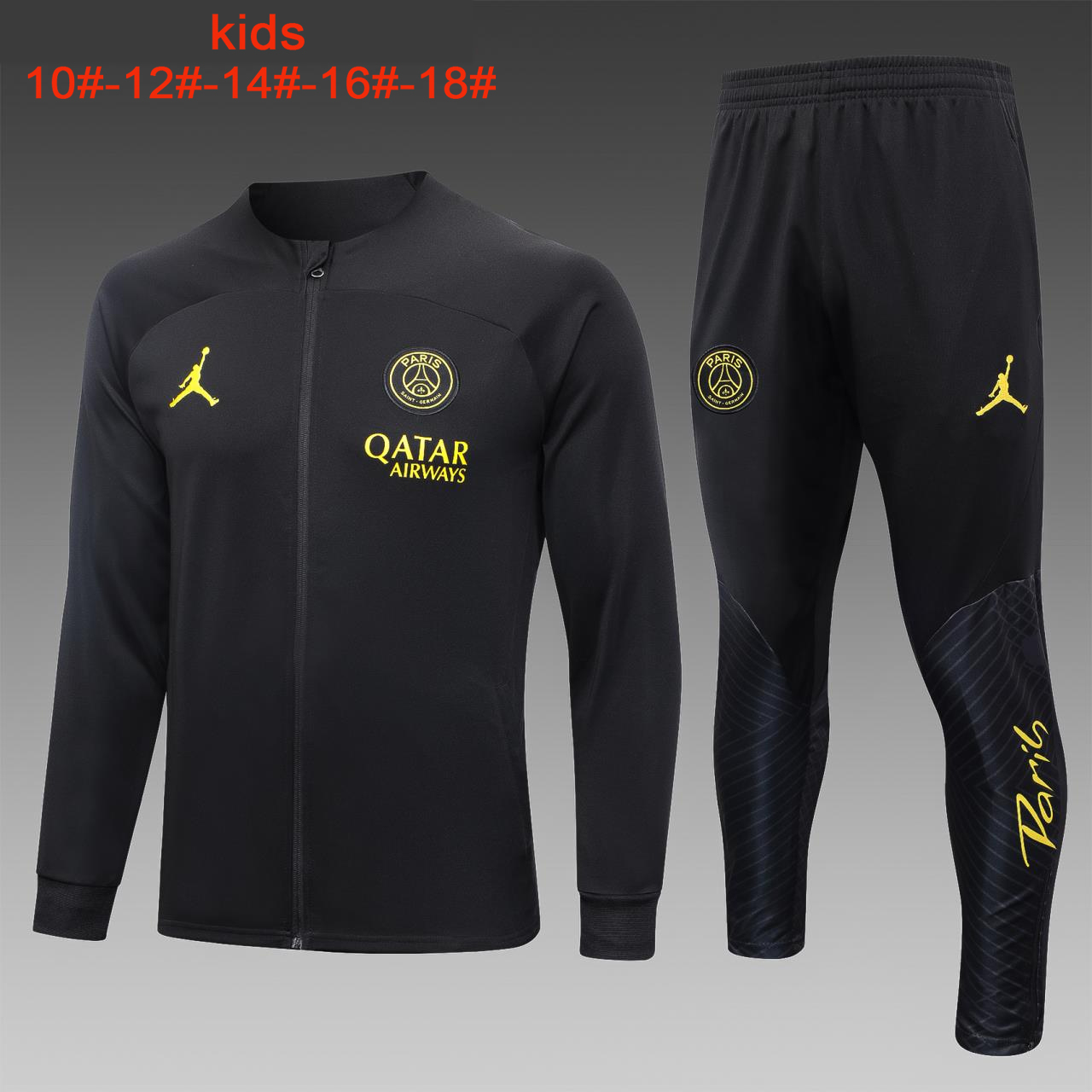 Paris Saint-Germain PSG 23-24 Kids Jacket Training Tracksuit - Black - UnitedFutballJersey
