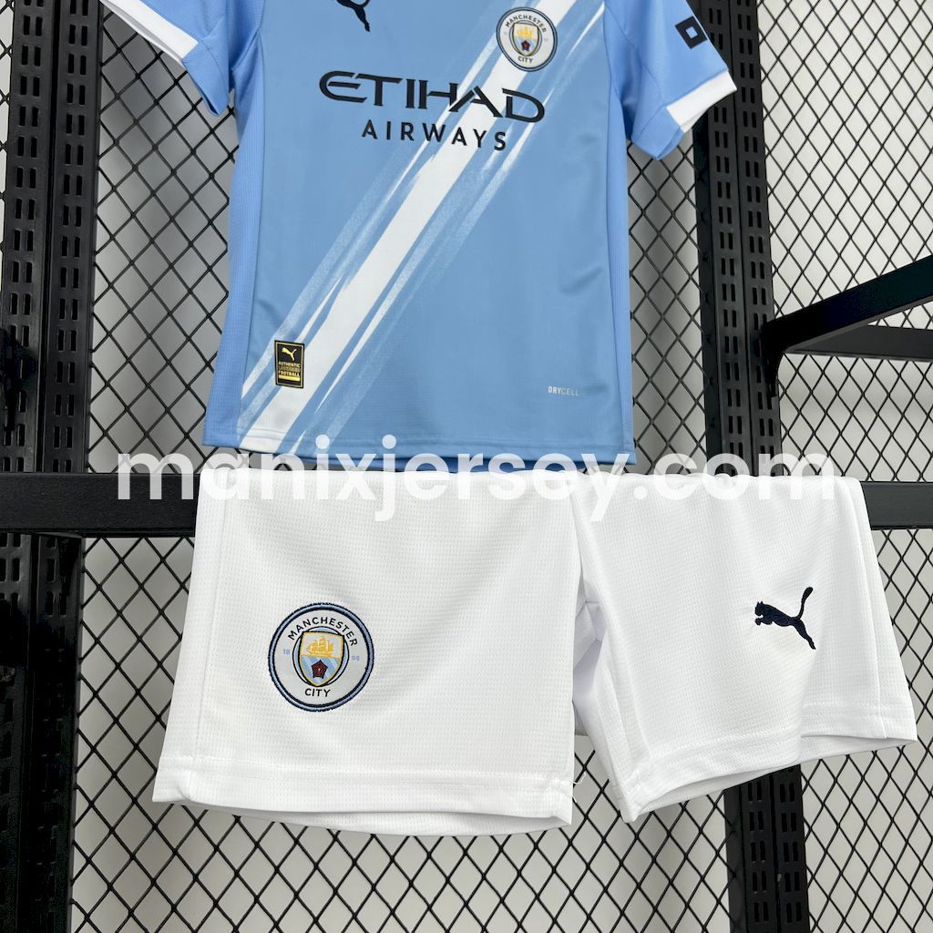 Manchester City 25-26 Home Kids Kit - UnitedFutballJersey