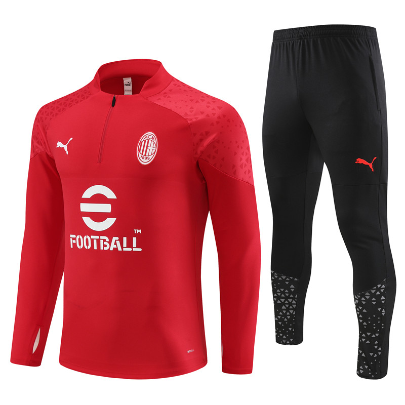 AC Milan 23-24 Long Sleeve Training Set -Red - UnitedFutballJersey