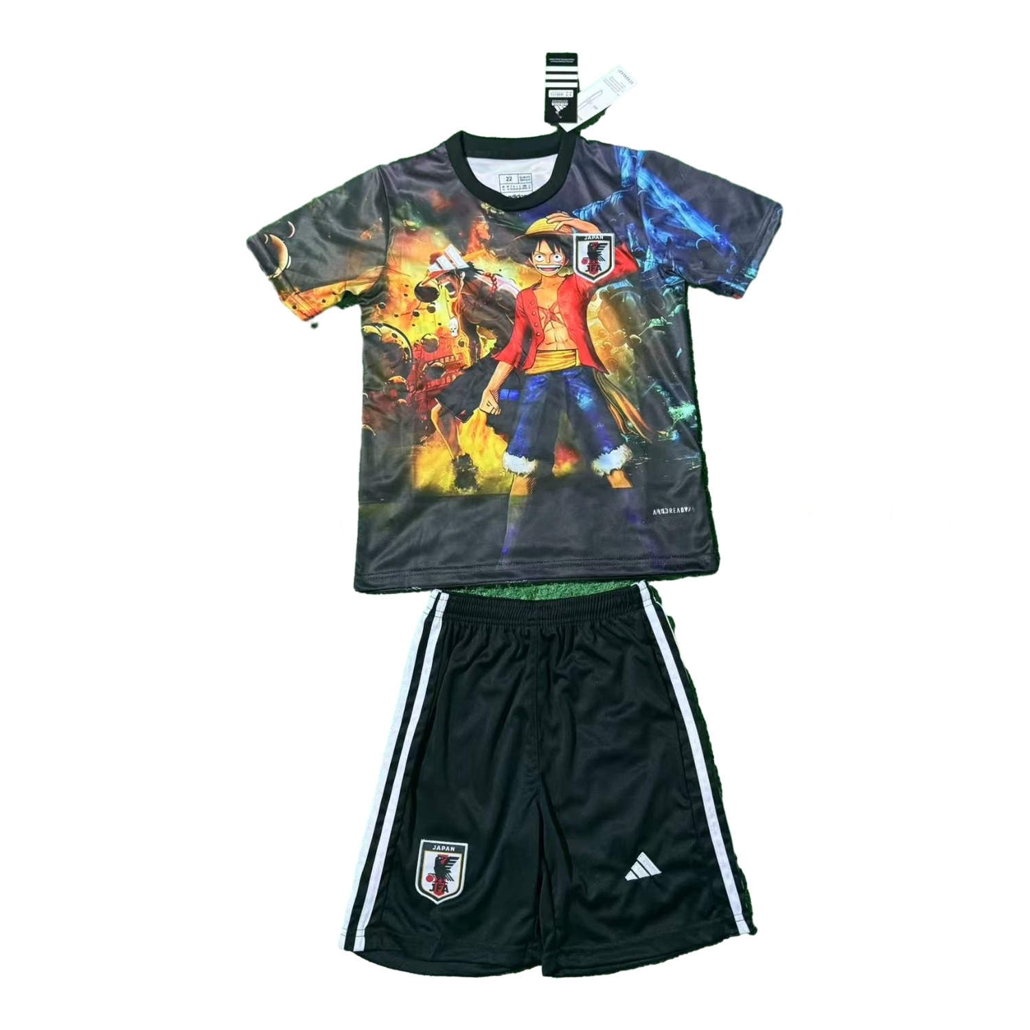Japan 25-26 Luffy And Ace Black Special Kids Kit - UnitedFutballJersey
