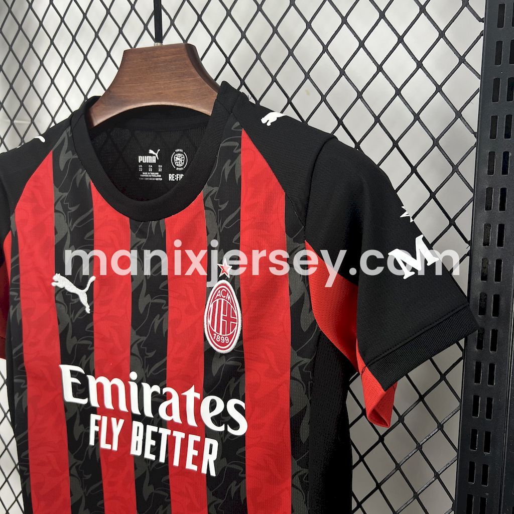 AC Milan 25-26 Home Kids Kit - UnitedFutballJersey