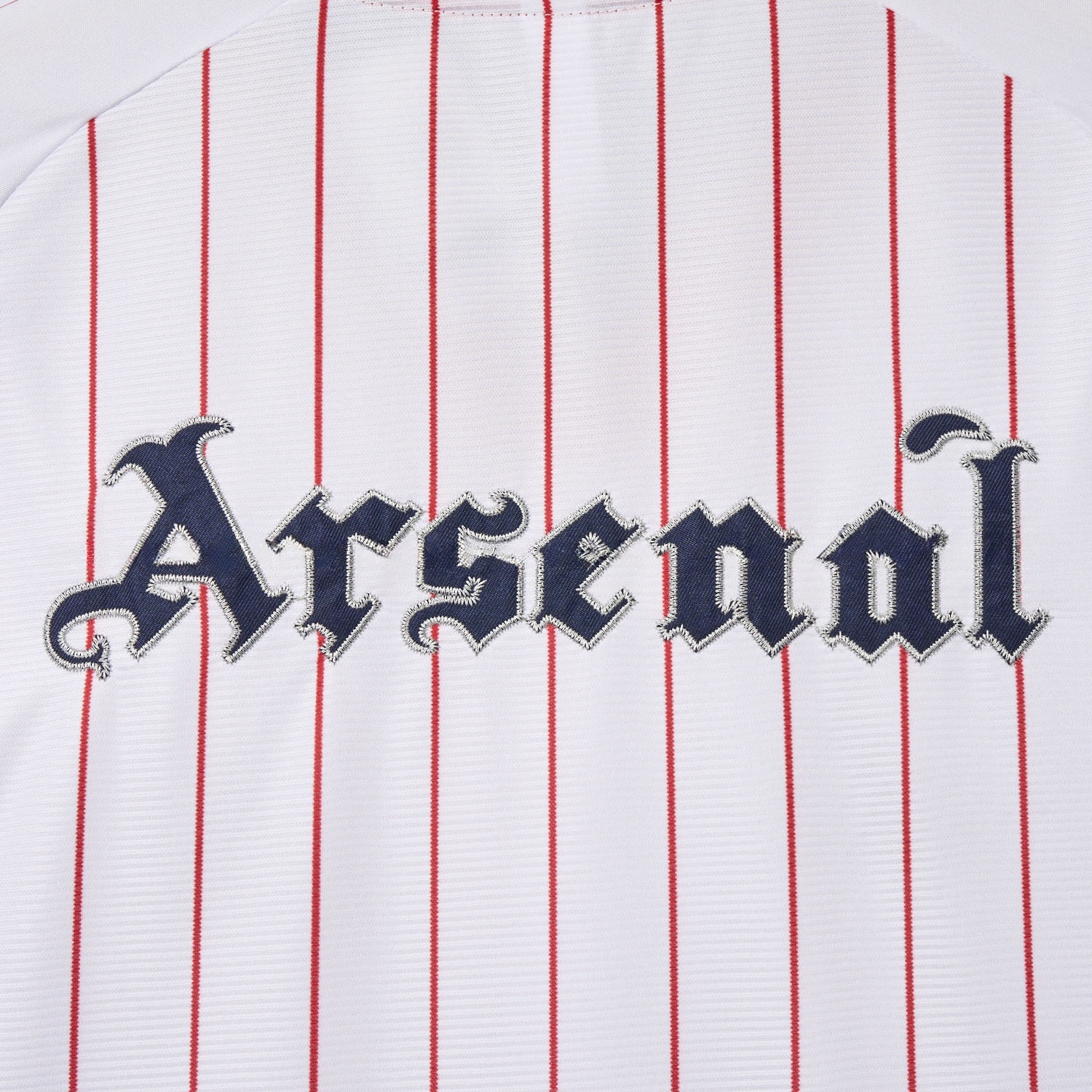 Arsenal 25-26 White Baseball Jersey with Red Stripes - UnitedFutballJersey