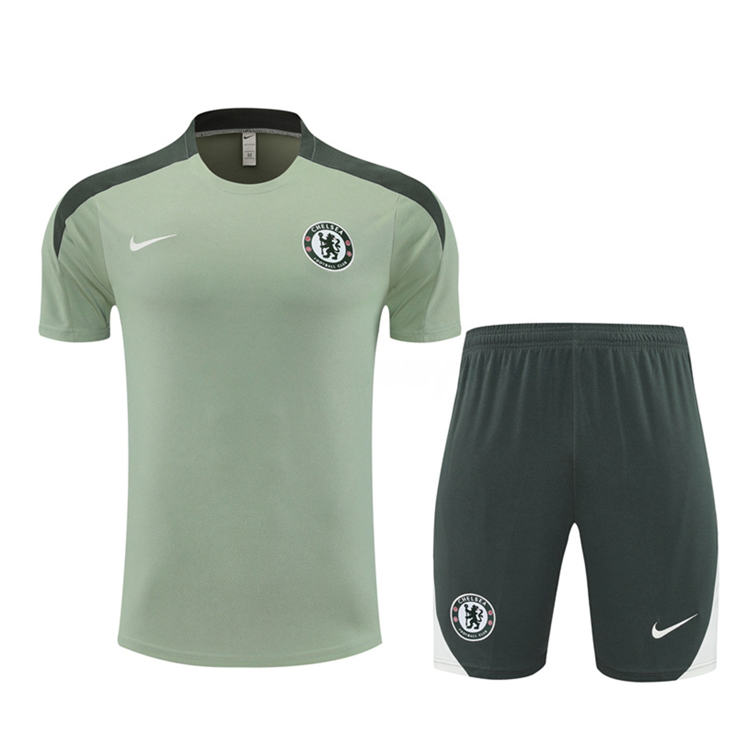 C.H.E.L.S.E.A 25-26 Short-Sleeve Training Set - Light Green Top & Army Green Shorts - UnitedFutballJersey