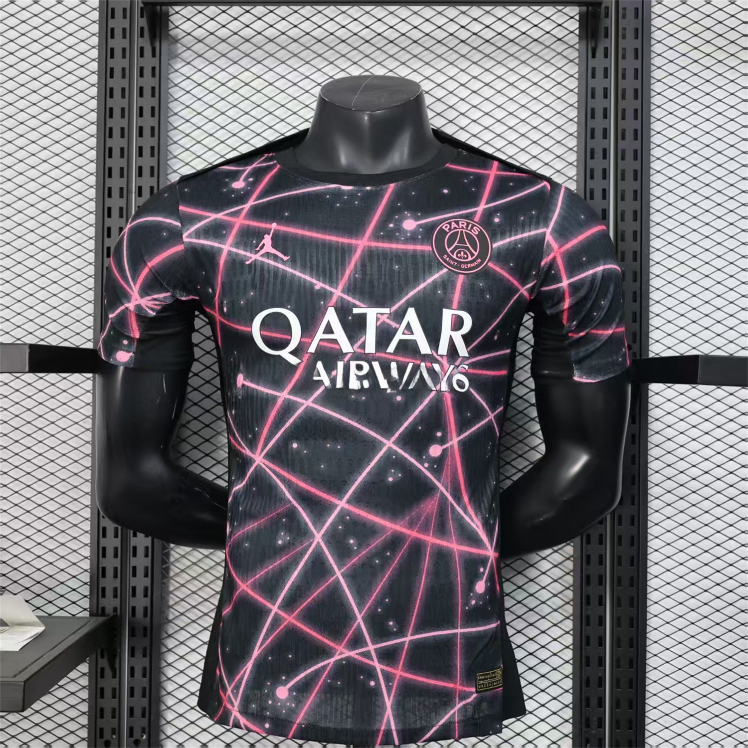 Paris Saint-Germain PSG 25-26 Pink Lines Jordan Black Special Jersey - Player Version - UnitedFutballJersey