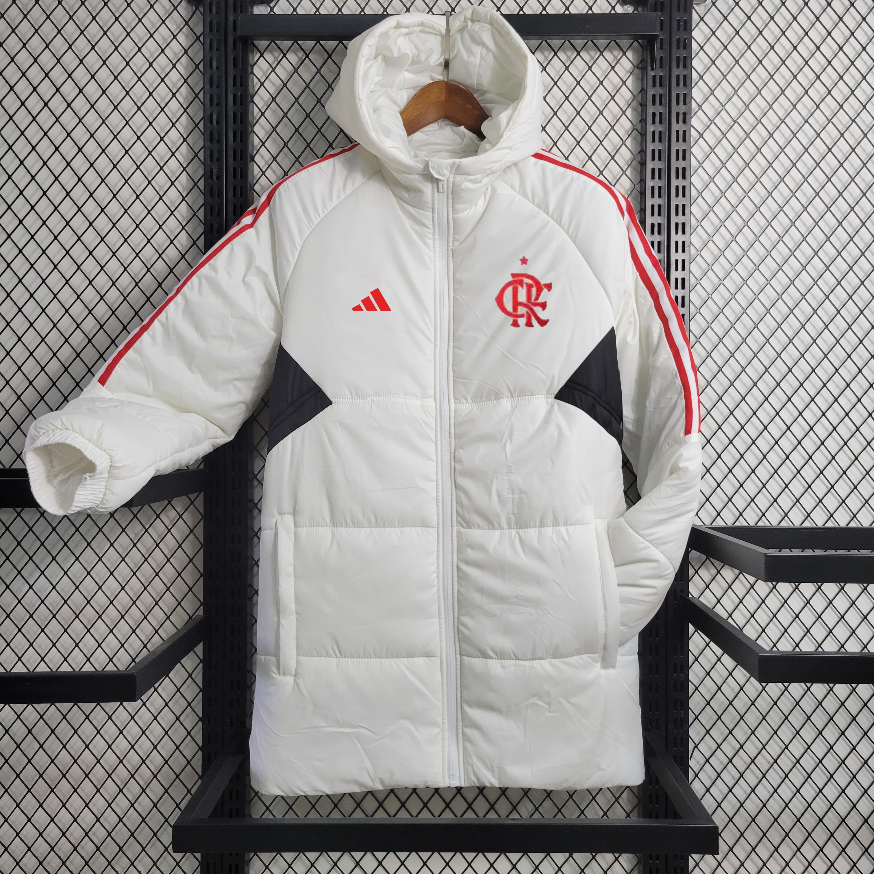 Flamengo 23-24 Men's Hooded Thermal Cotton Jacket - White - UnitedFutballJersey