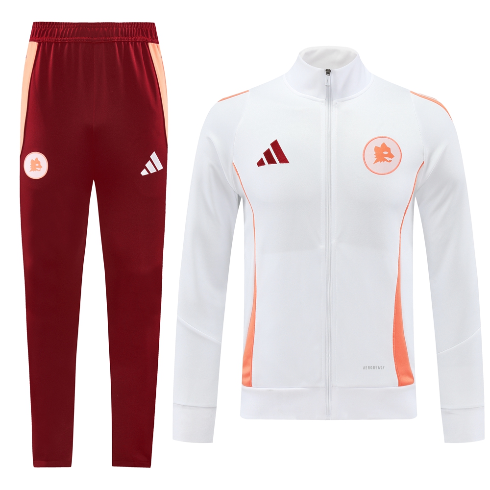 AS Roma 24-25 Originals LFSTLR Jacket Training Tracksuit - White Top and Red Pant - UnitedFutballJersey