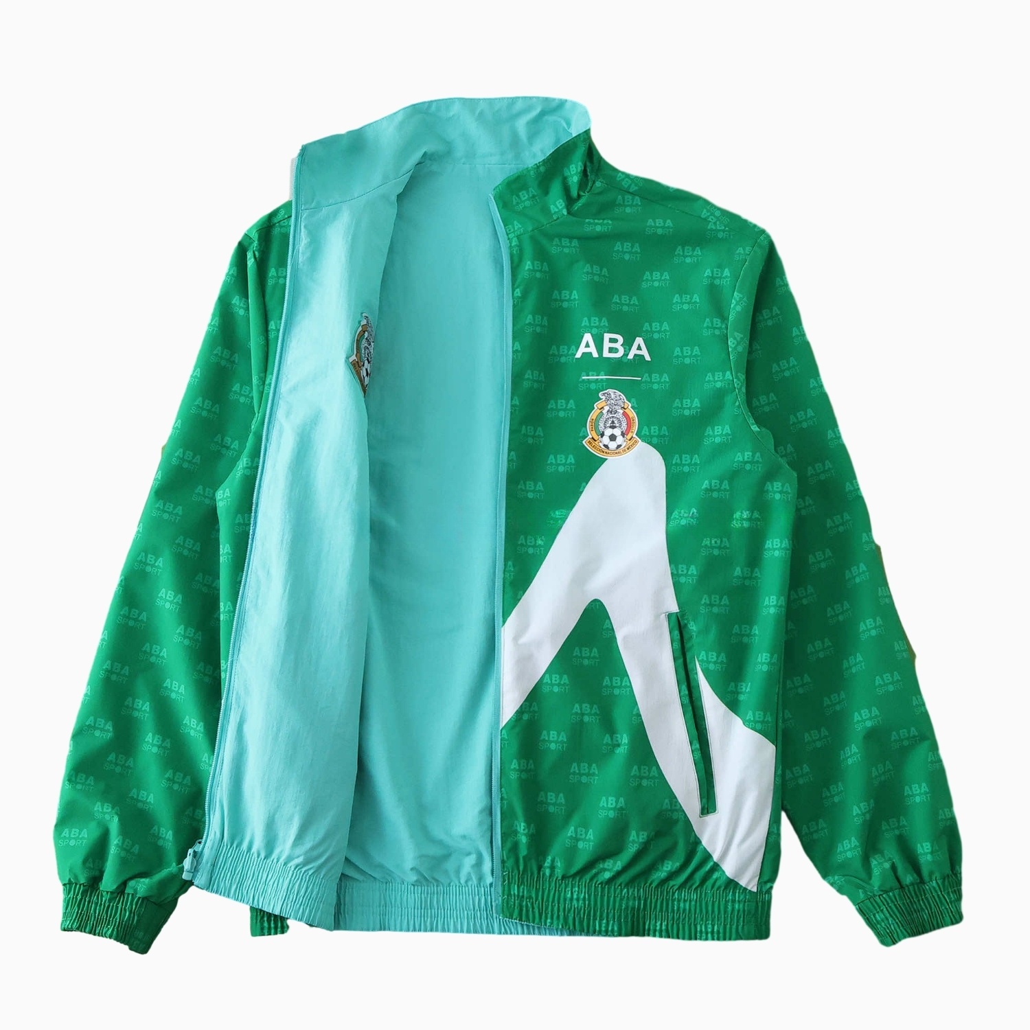 Retro Mexico 1995 Retro Style Double Sided Reversible Windbreaker - Green & Blue - UnitedFutballJersey