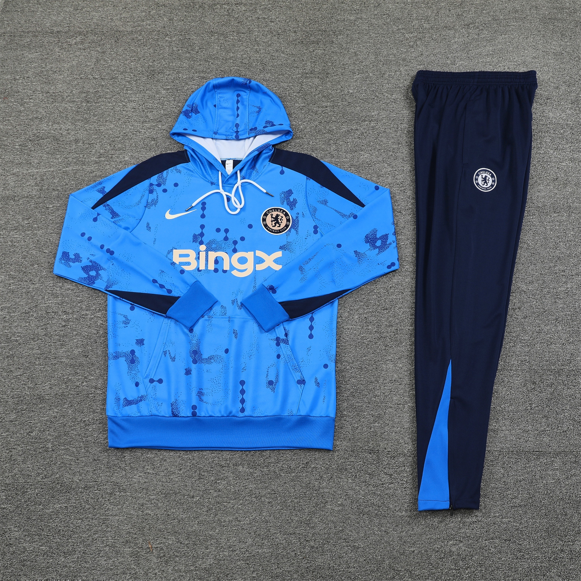 C.H.E.L.S.E.A 24-25 Long Sleeve Training Set - Blue Hoodie and Deep Blue Pants - UnitedFutballJersey