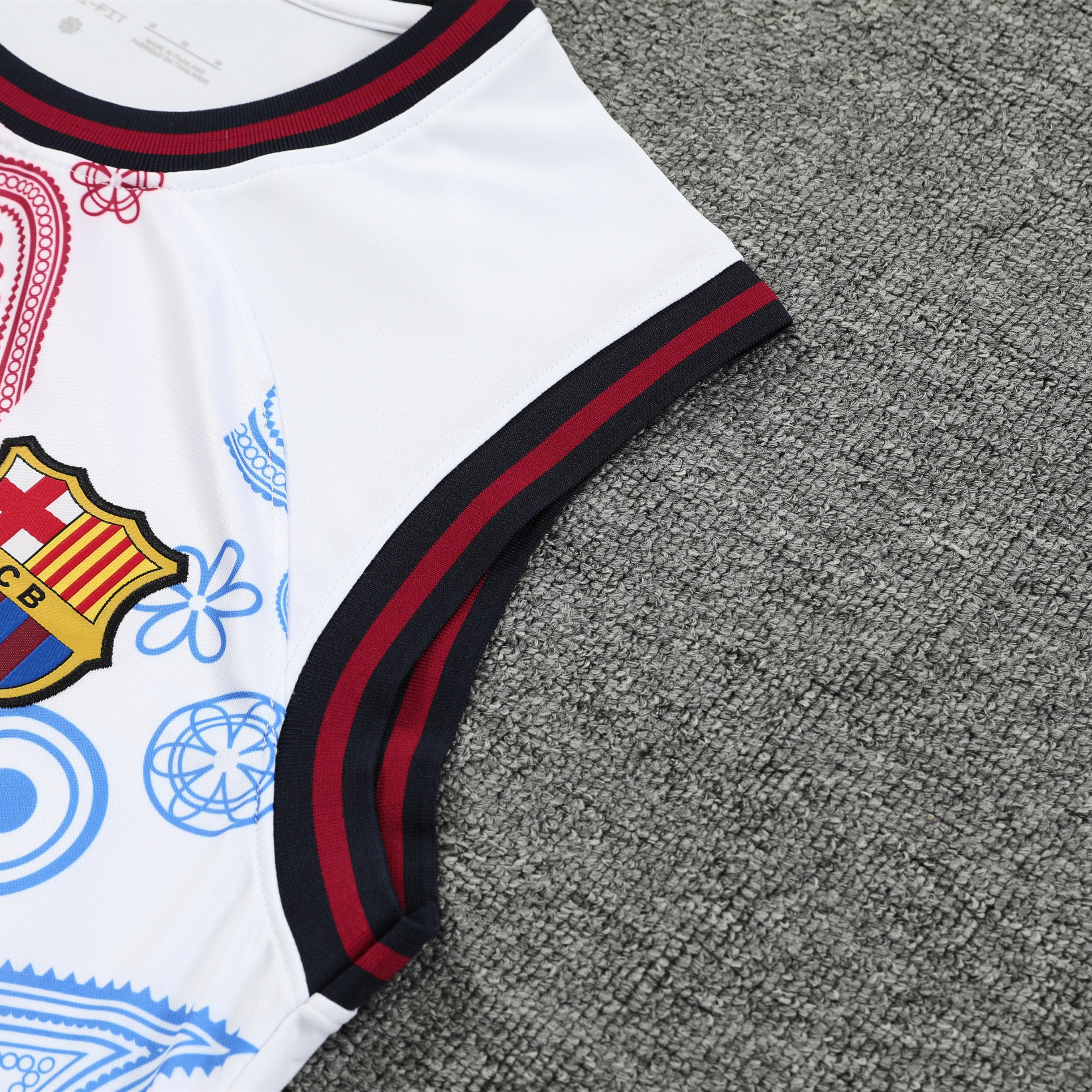 B.A.R.S.A 24-25 Training Vest Suit - White with Pattern - UnitedFutballJersey