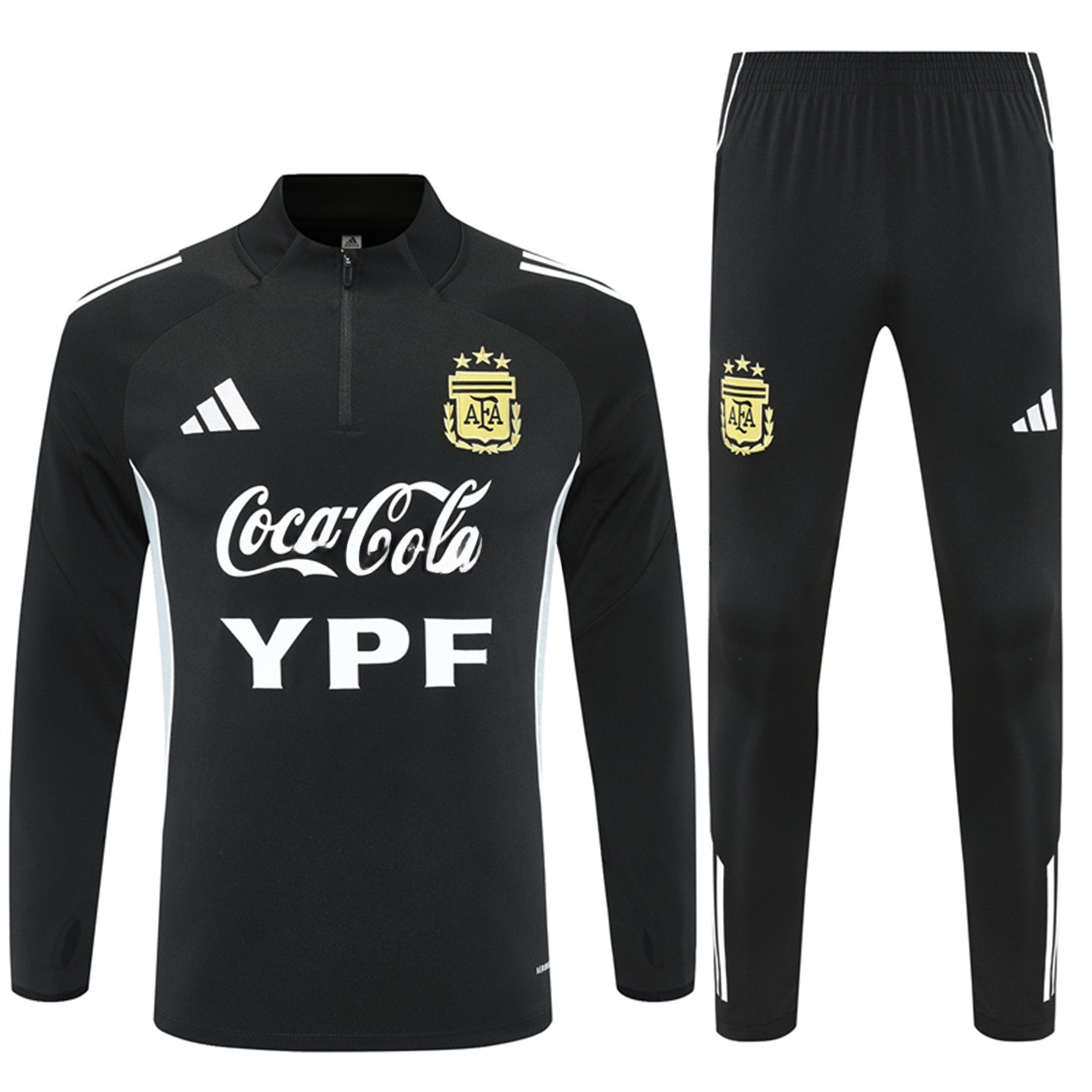 Argentina 25-26 Kid Long Sleeves Training Set - Black Top & Black Pants - UnitedFutballJersey