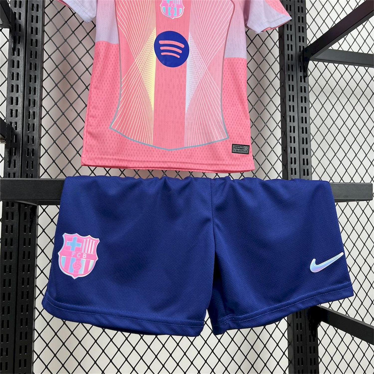 Barcelona 25-26 T90 White Lines Pink Gradient Special Kids Kit - UnitedFutballJersey