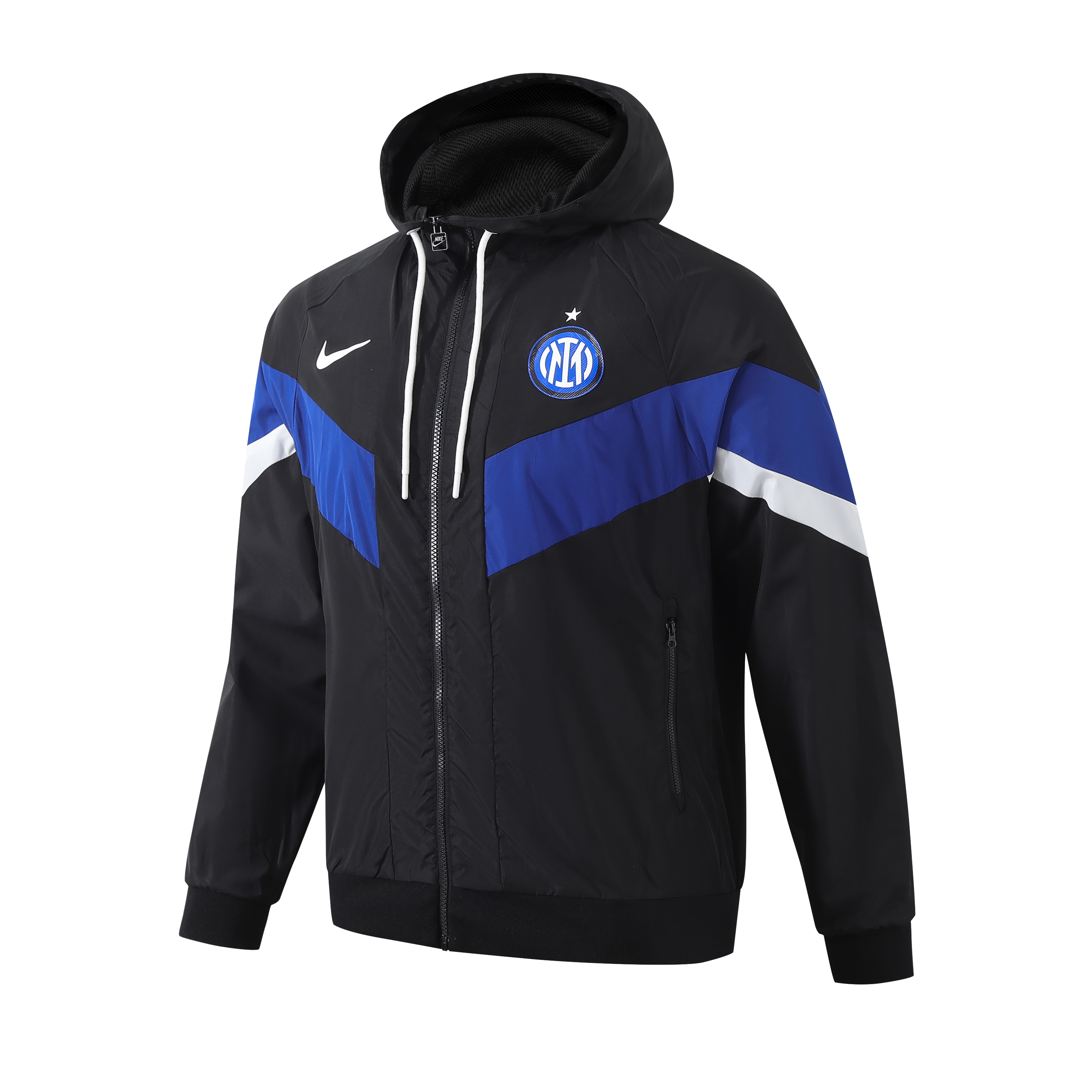 Inter Milan 24-25 Blue & Black Hooded Windbreaker - Player Version - UnitedFutballJersey