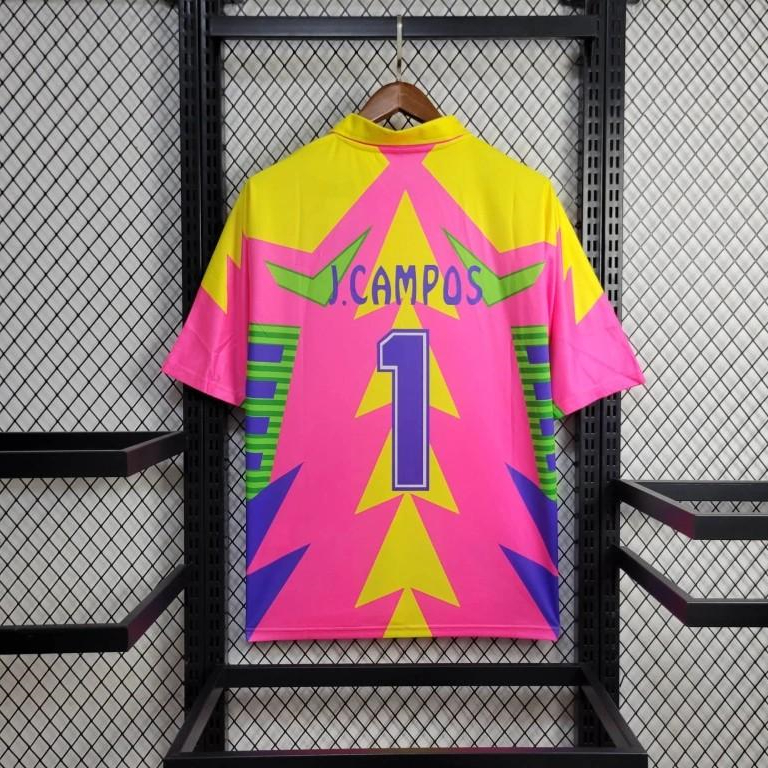 Retro Mexico 1998 World Cup Goalkeeper Pink Yellow Jersey - UnitedFutballJersey
