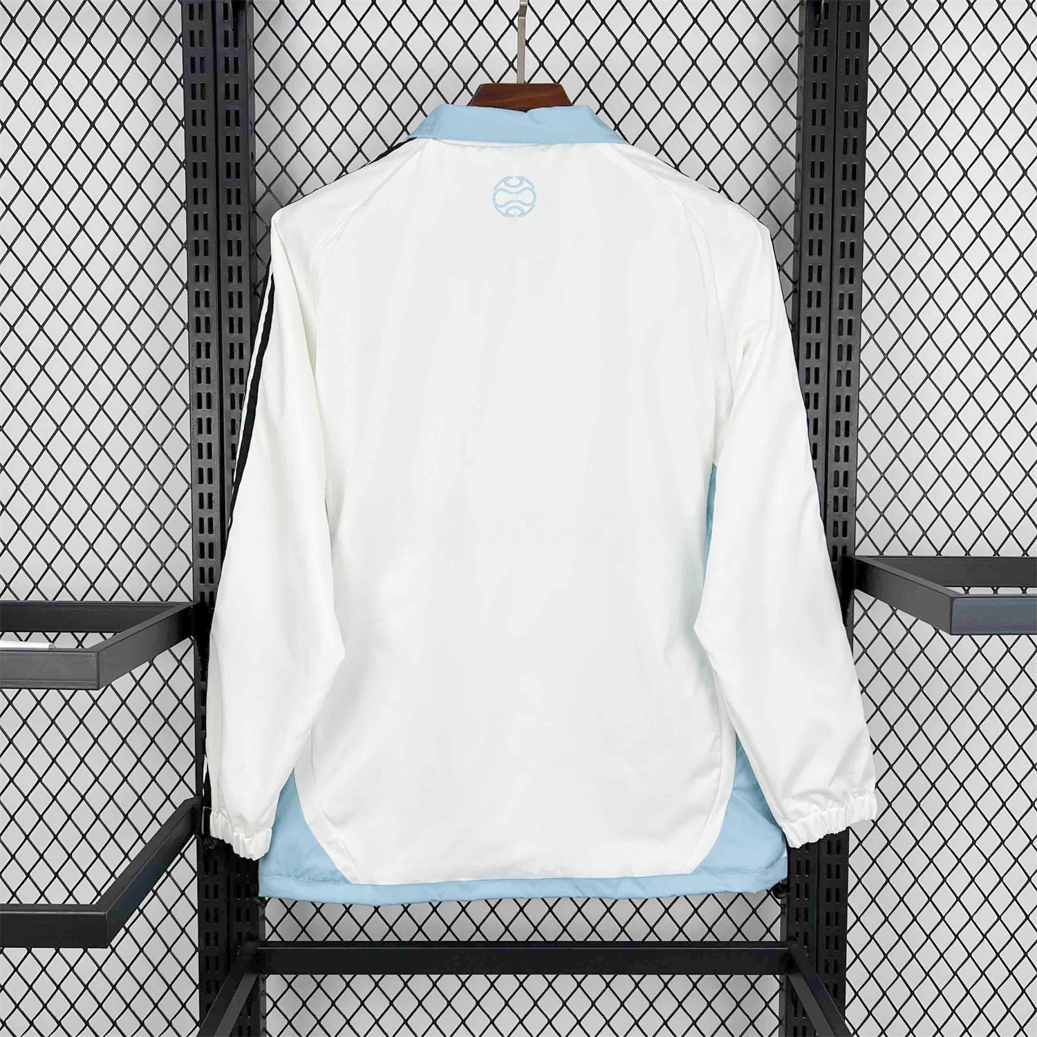 Argentina 25-26 Throwback Windbreaker Jacket - White with Blue Lines - UnitedFutballJersey