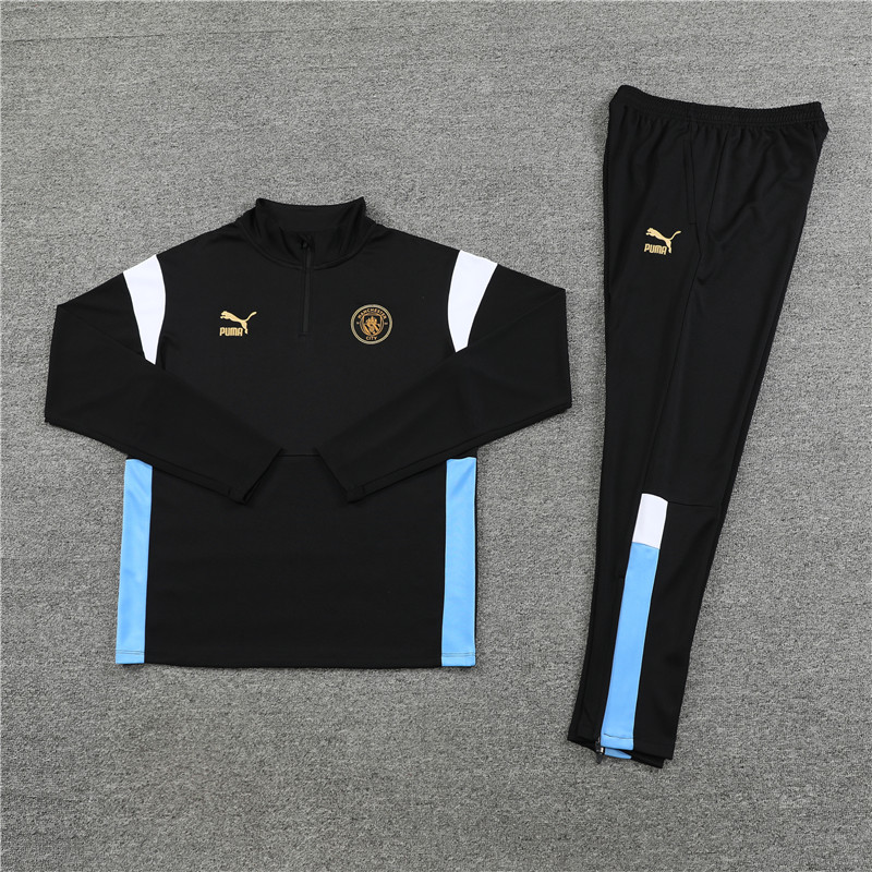 Manchester City 23-24 Kids Long Sleeve Training Set Black - UnitedFutballJersey