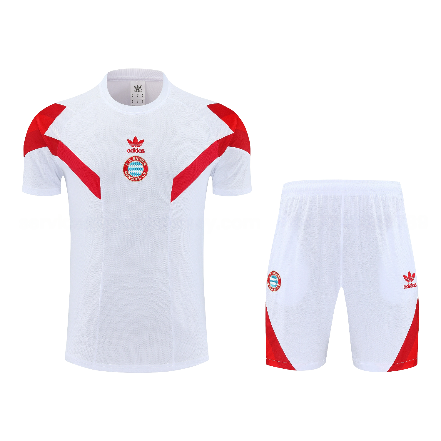 Bayern Munich 25-26 Short-Sleeve Training Set - White Top & white Shorts - UnitedFutballJersey