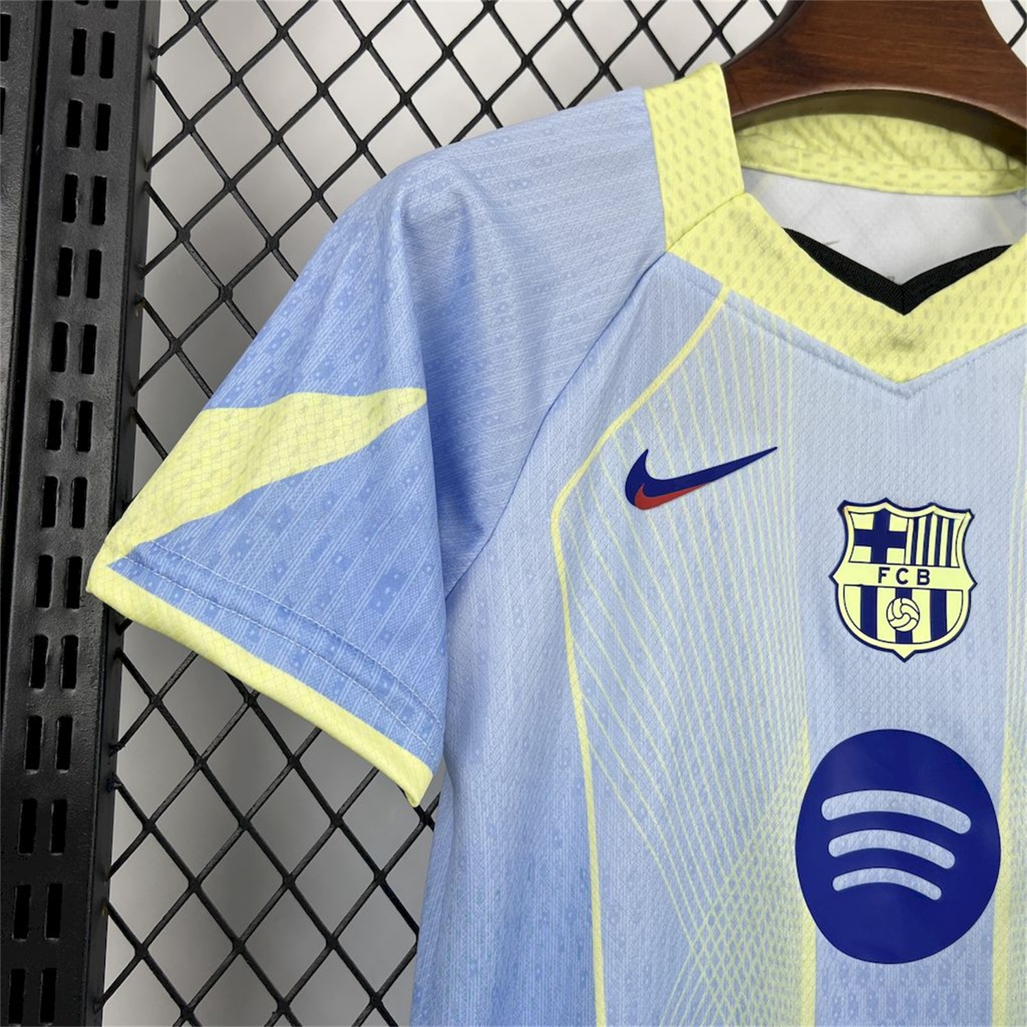 B.A.R.S.A 25-26 T90 White Lines Light Blue Gradient Special Kids Kit - UnitedFutballJersey