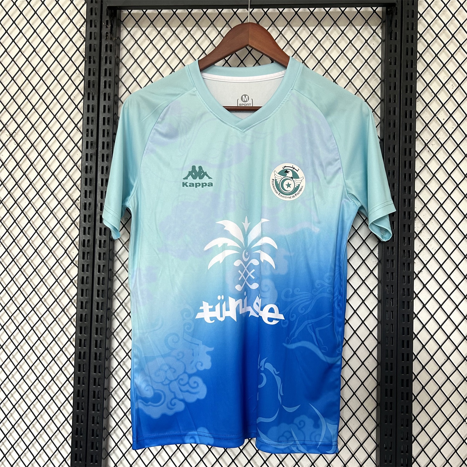 Tunisia 25-26 Blue Gradient Auspicious Cloud Pattern Special Jersey - Fans Version - UnitedFutballJersey
