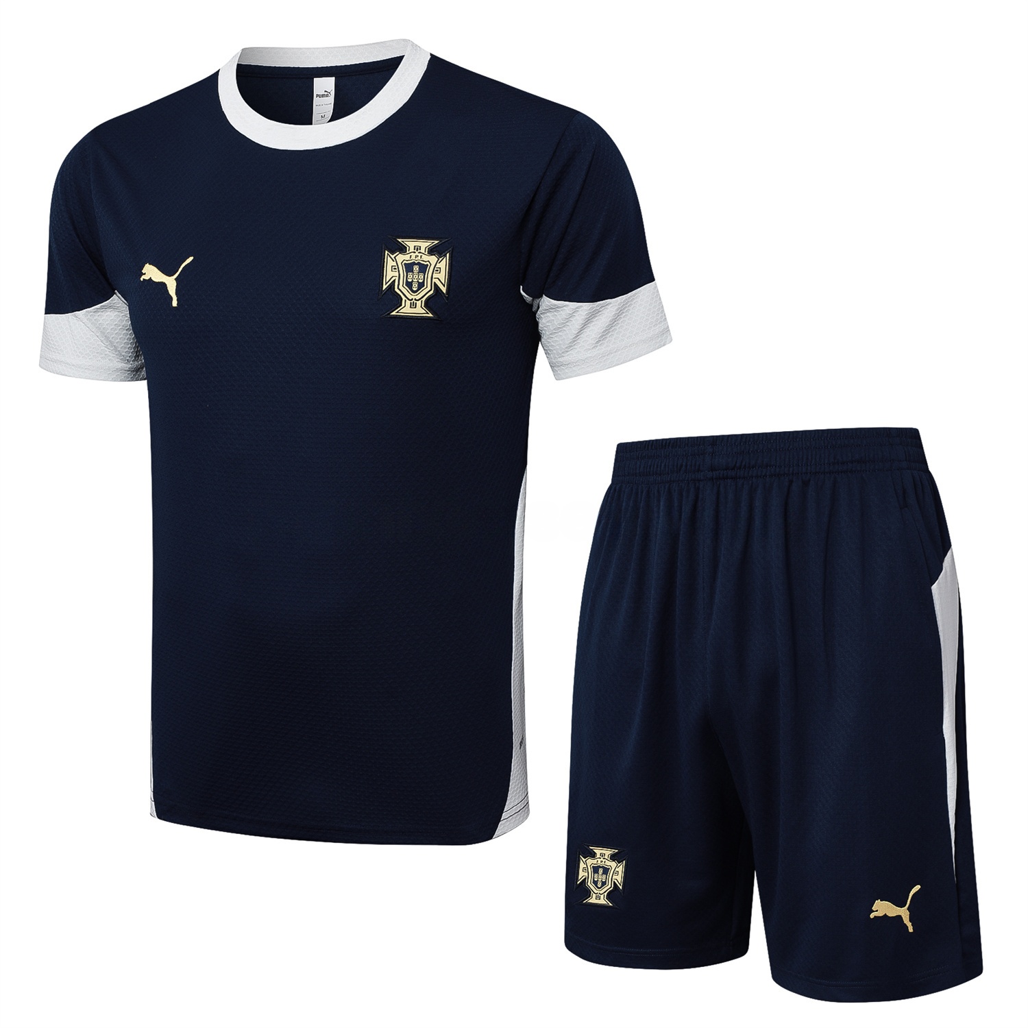Portugal 25-26 Short-Sleeve Training Set - Deep Blue Top and Shorts - UnitedFutballJersey
