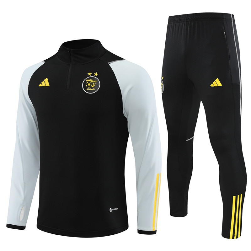Algeria 23-24 Long Sleeve Training Set -Black and White - UnitedFutballJersey