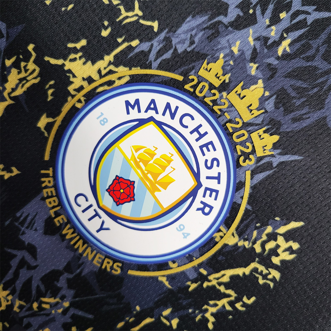 Manchester City 2023 Black Gold Treble Champions Shirt - Fans Version - UnitedFutballJersey