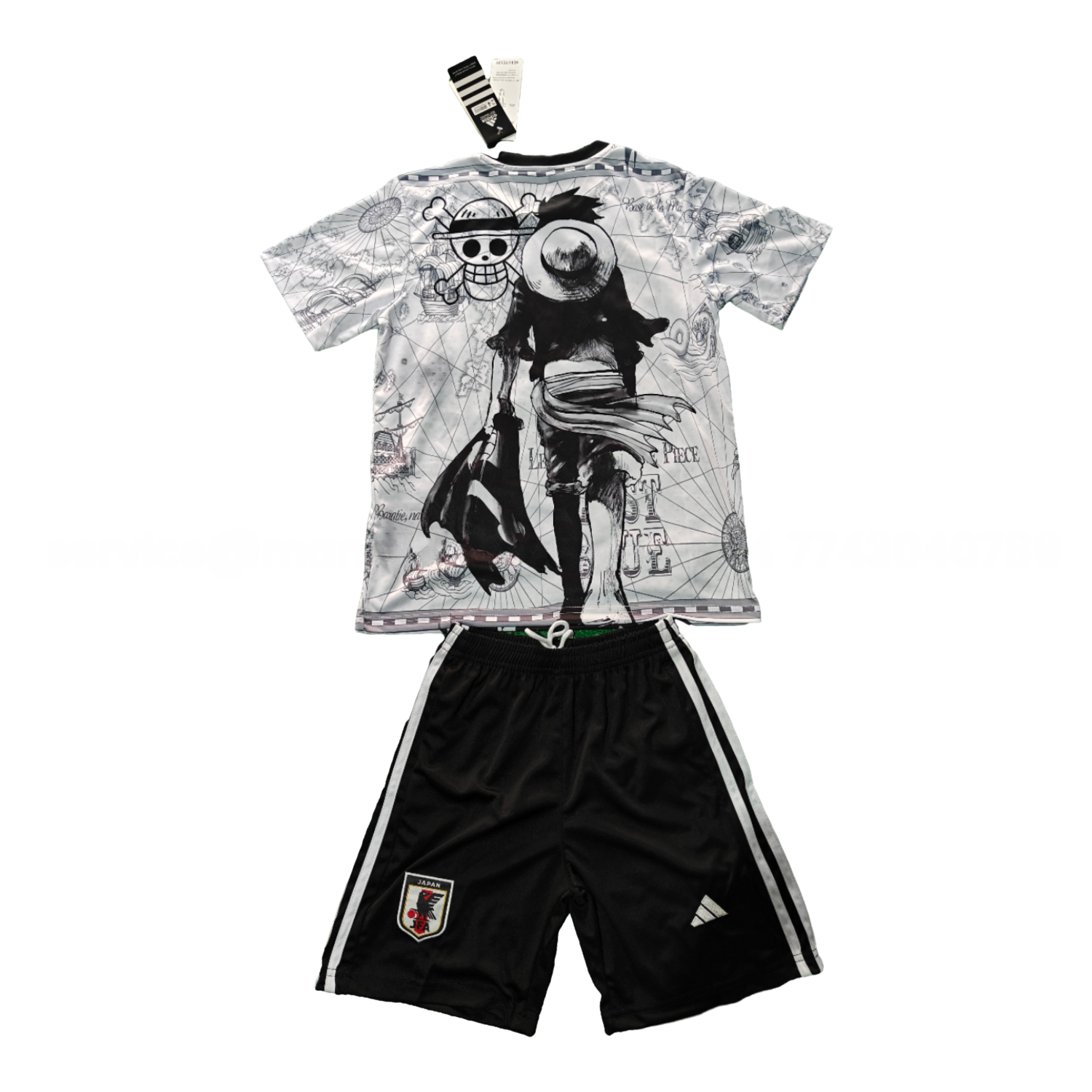 Japan 25-26 One Piece Luffy White And Black Special Kids Kit - UnitedFutballJersey