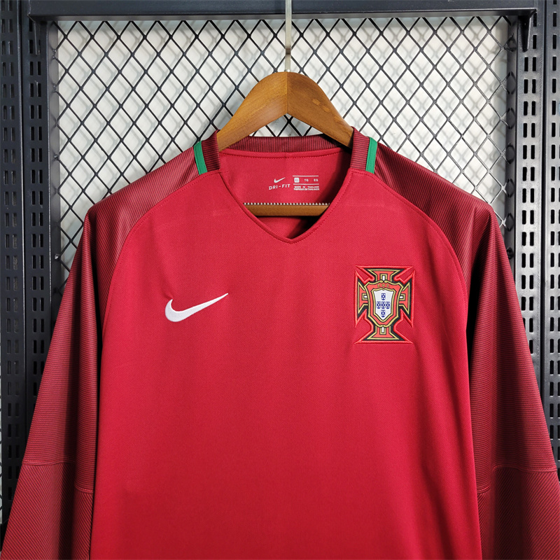 Retro Portugal 16-17 Home Stadium Long Sleeve Jersey - UnitedFutballJersey