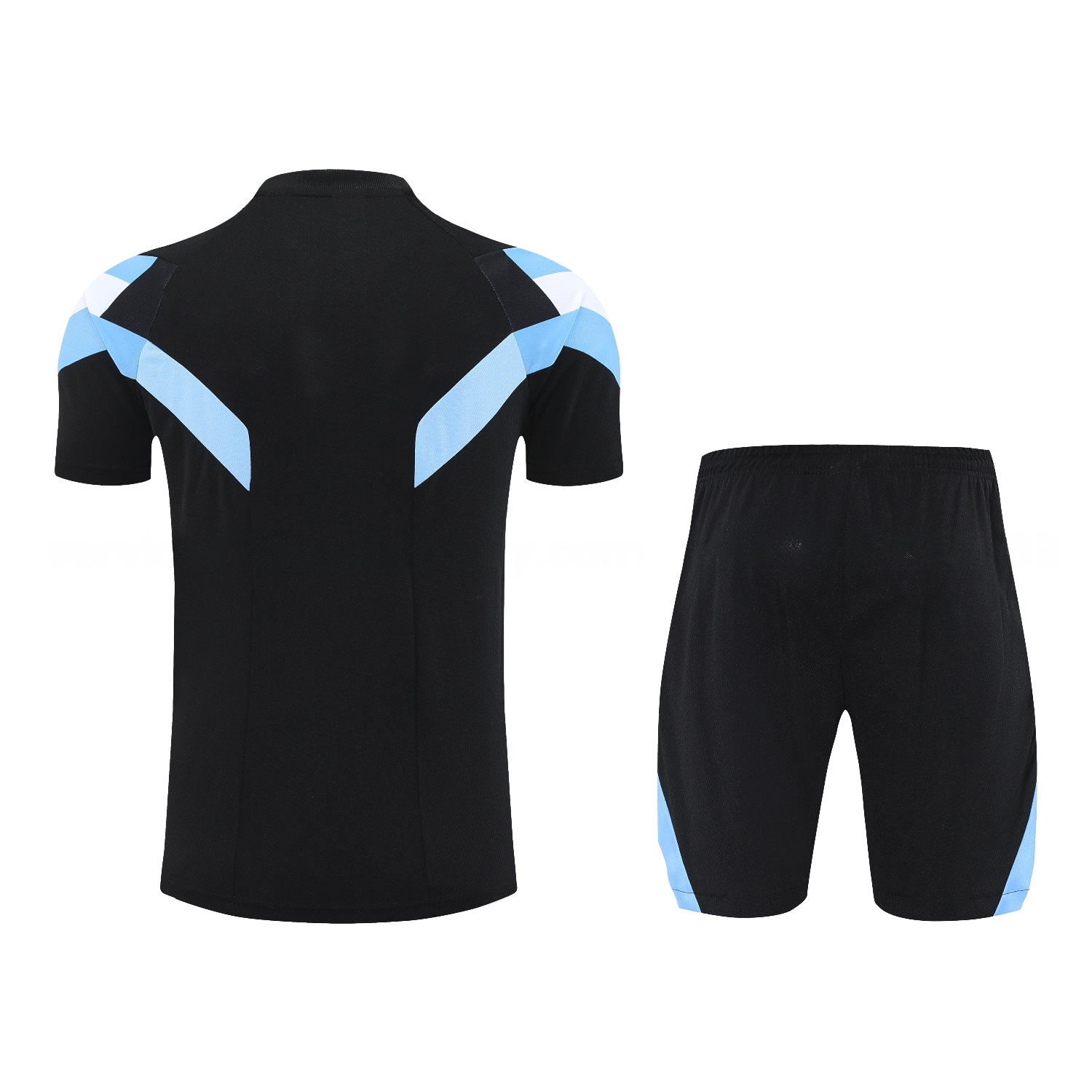 Argentina 25-26 Short-Sleeve Training Set - Black Top & Black Shorts - UnitedFutballJersey
