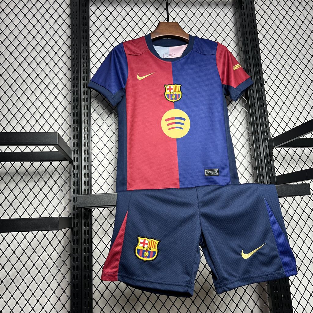 Barcelona 24-25 Home Stadium Kids Kit with Big Logo - UnitedFutballJersey