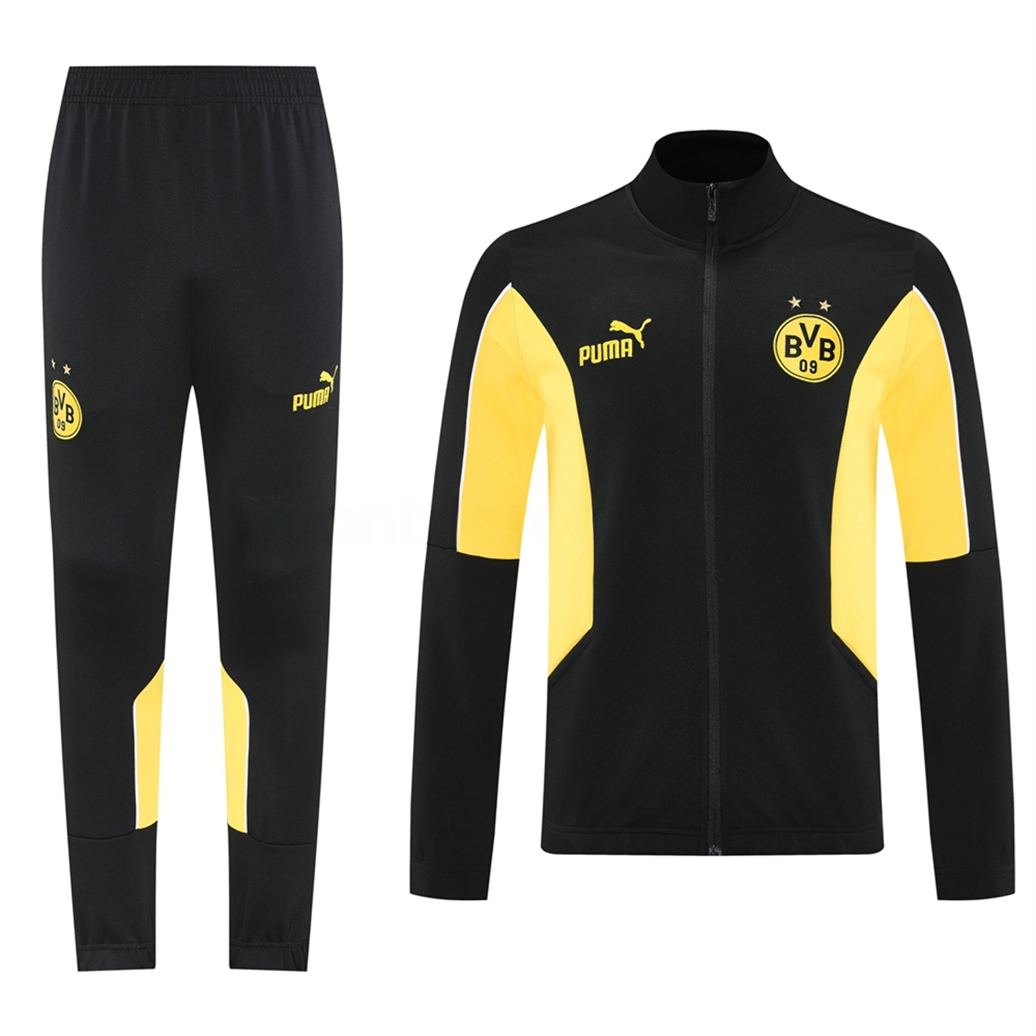 Dortmund 25-26 Jacket Training Tracksuit - Black top & Black Pants - UnitedFutballJersey