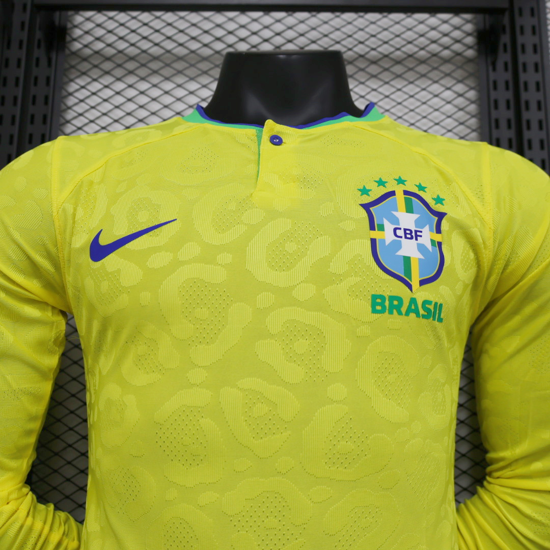 Brazil 22-23 Home Long Sleeve Jersey - Player Version - UnitedFutballJersey