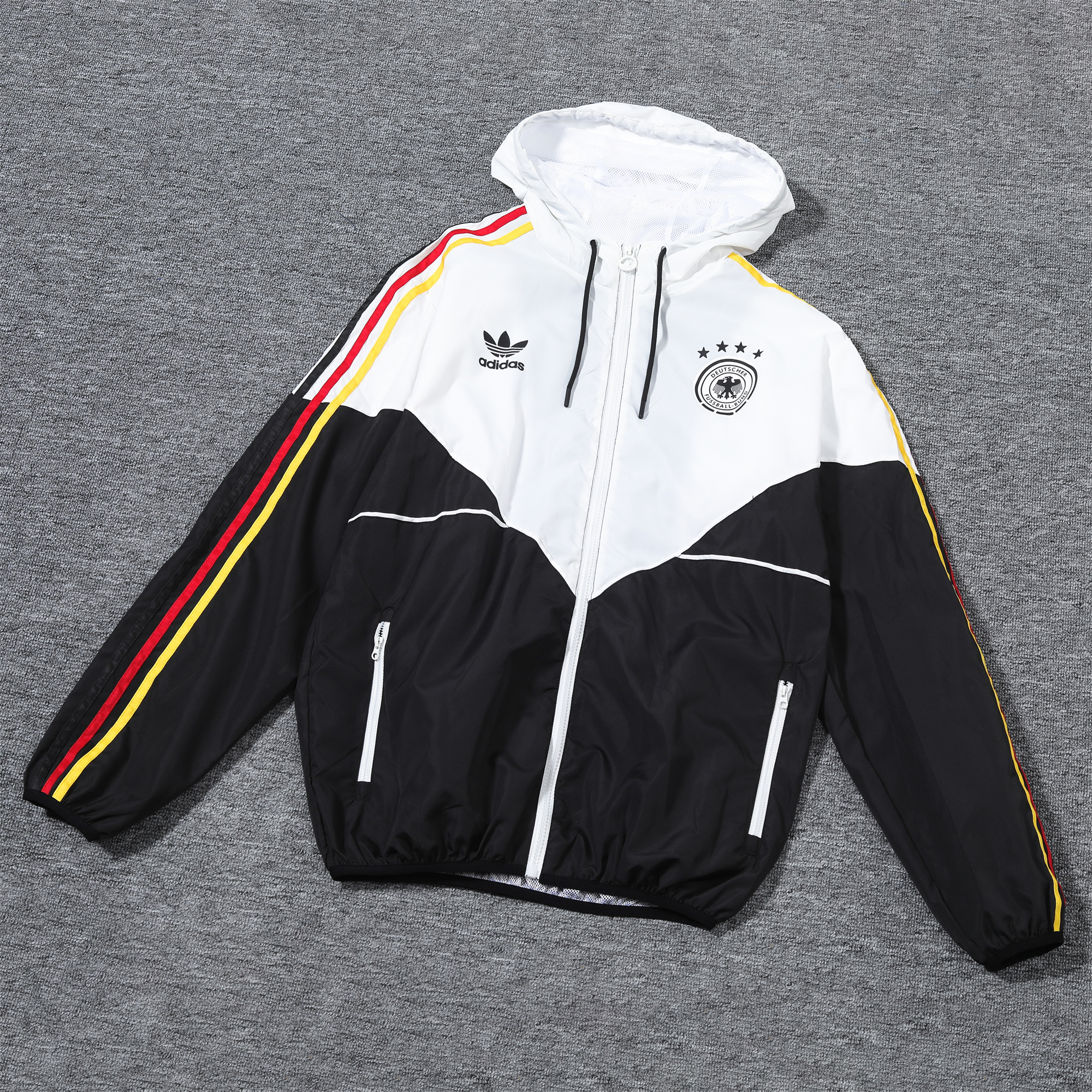 Germany 2024 National Flag Tricolor Hooded Windbreaker - Player Version - UnitedFutballJersey