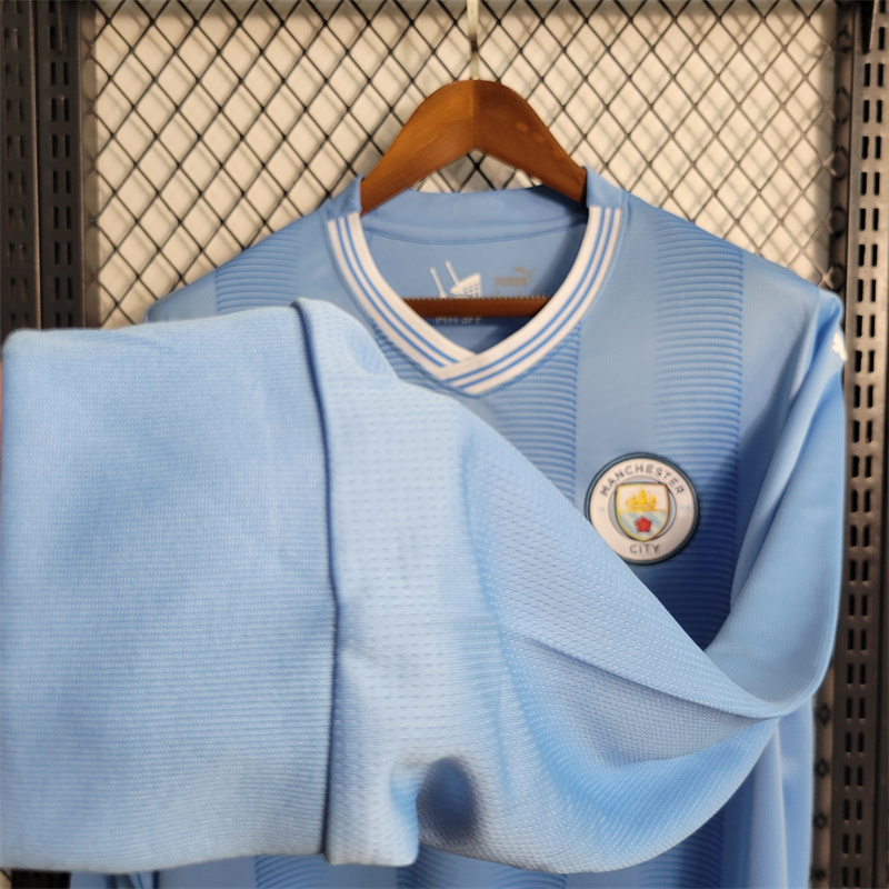 Manchester City 23-24 Home Long Sleeve Jersey - Fans Version - UnitedFutballJersey