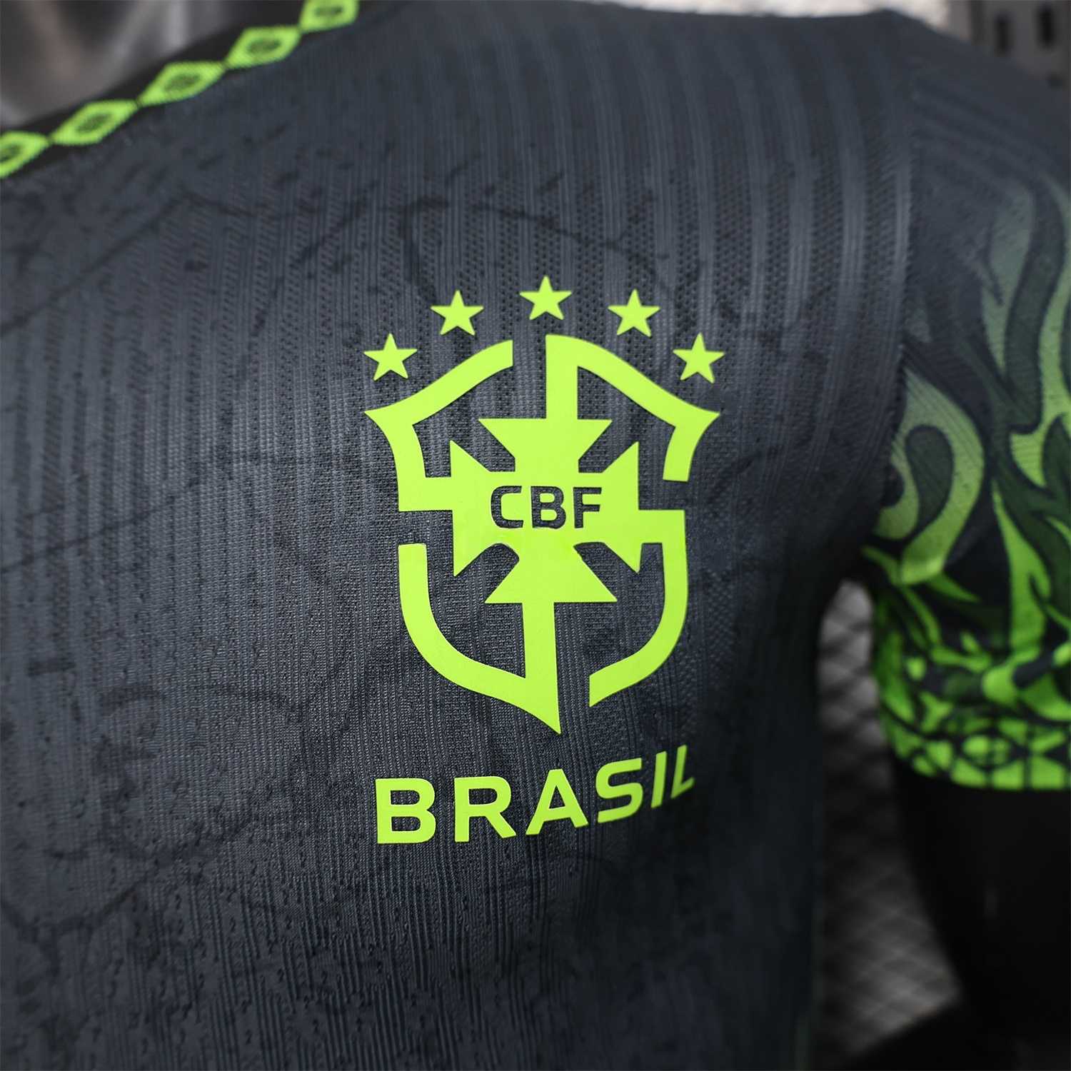 Brazil 2025 Green Fire Black Special Edition Jersey - Player Version - UnitedFutballJersey
