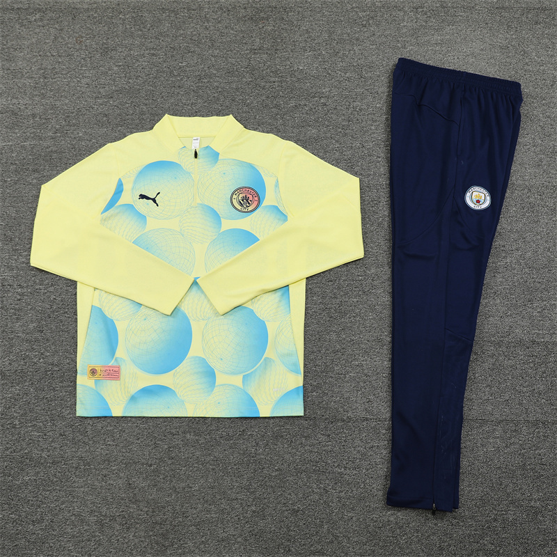 Manchester City 24-25 Long Sleeve Training Set - Yellow Camouflage - UnitedFutballJersey