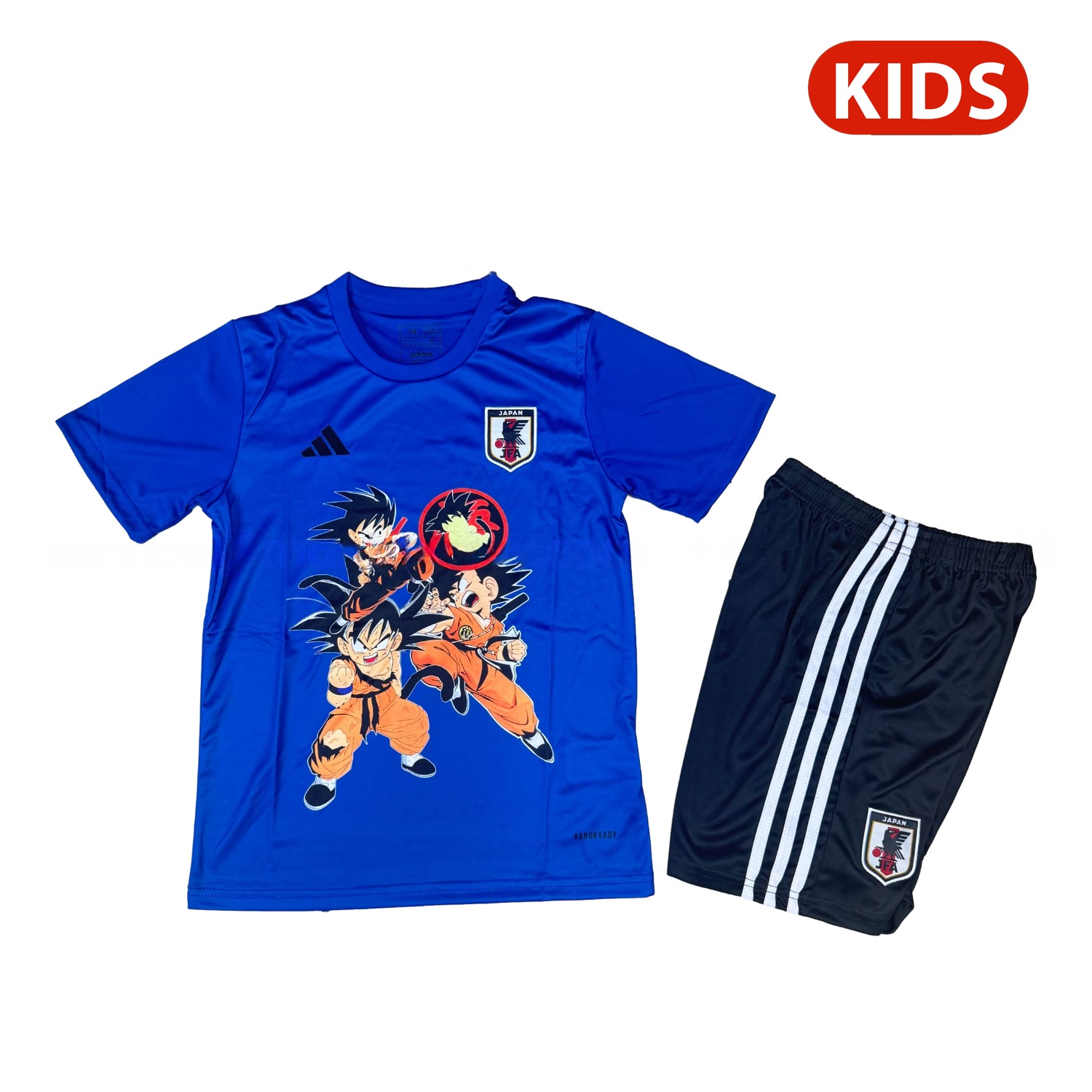 Japan 25-26 Son Goku Fighting Posture Blue Special Kids Kit - UnitedFutballJersey