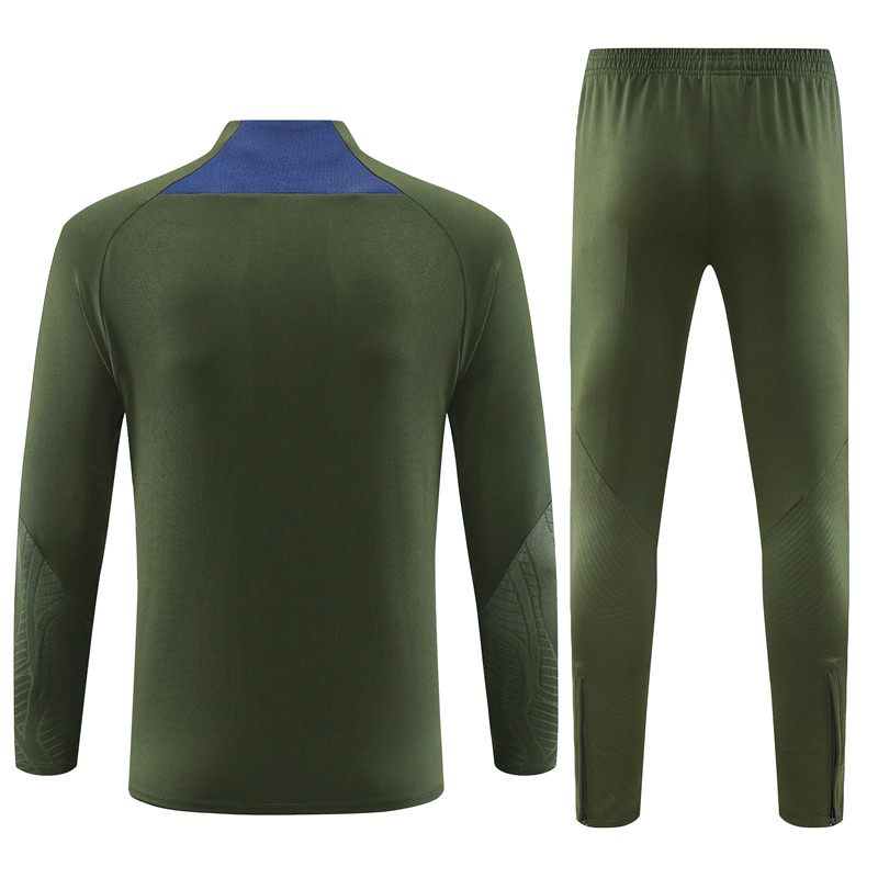 Paris Saint-Germain PSG 23-24 Long Sleeve Training Set - Army Green - UnitedFutballJersey