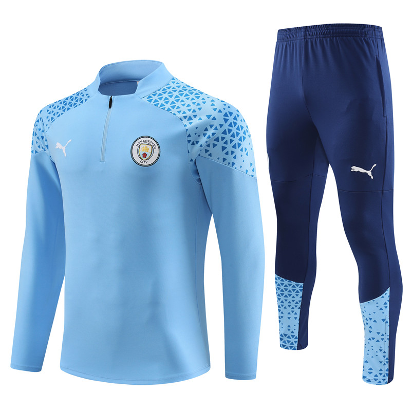 Manchester City 23-24 Long Sleeve Training Set -Light Blue - UnitedFutballJersey