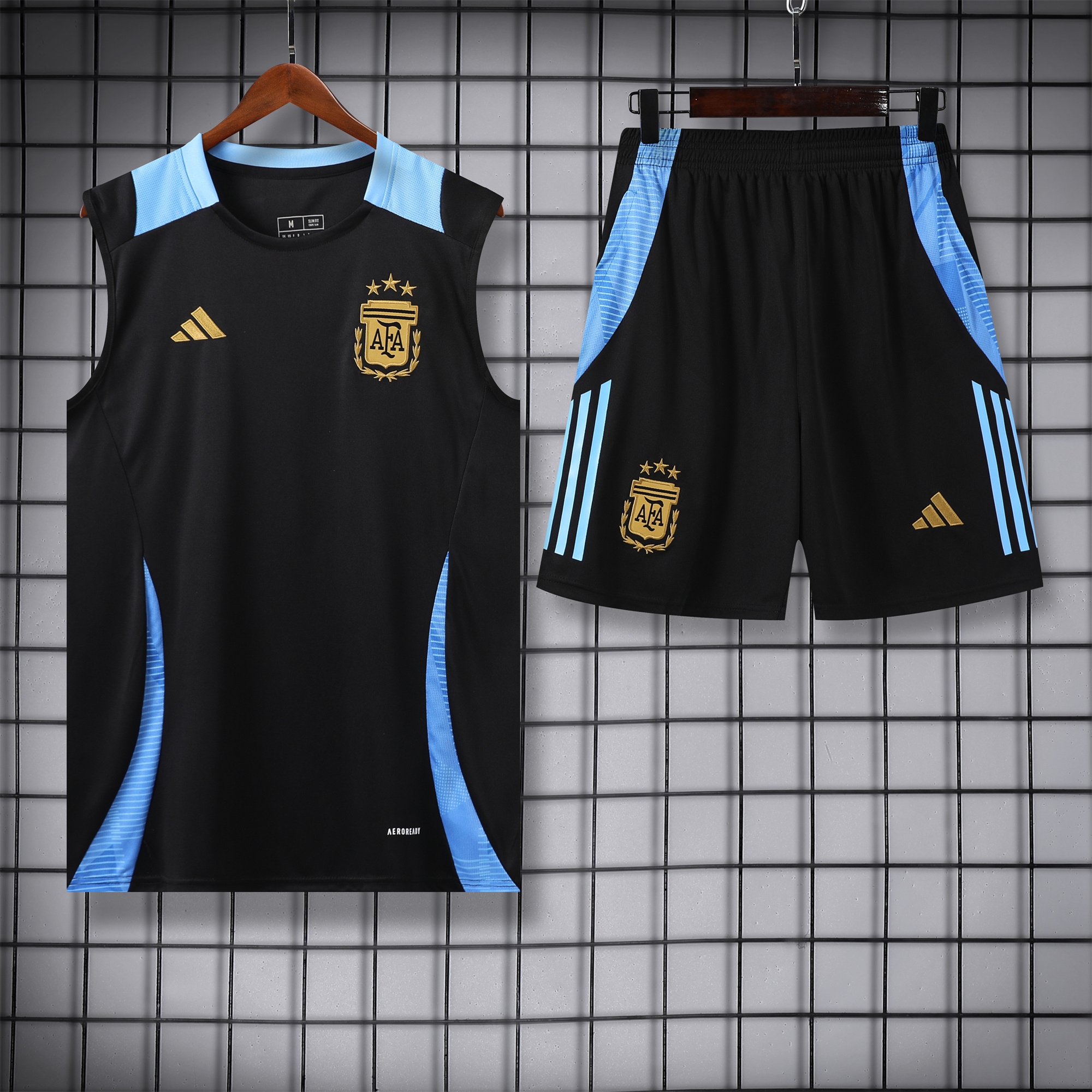 Argentina 24-25 Vest Training Set - Black - UnitedFutballJersey