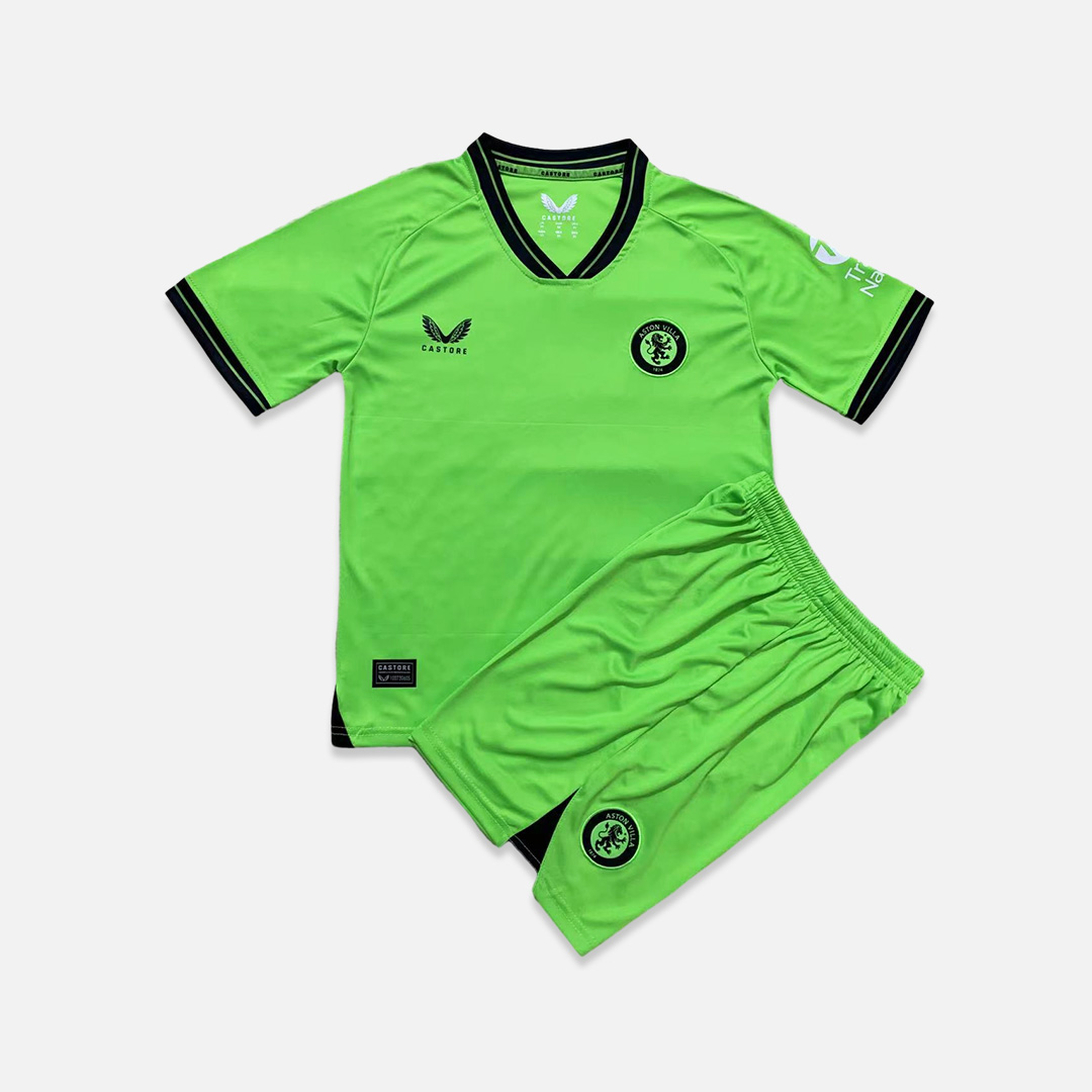 Aston Villa 23-24 Green Goalkeeper Kids Kit - UnitedFutballJersey