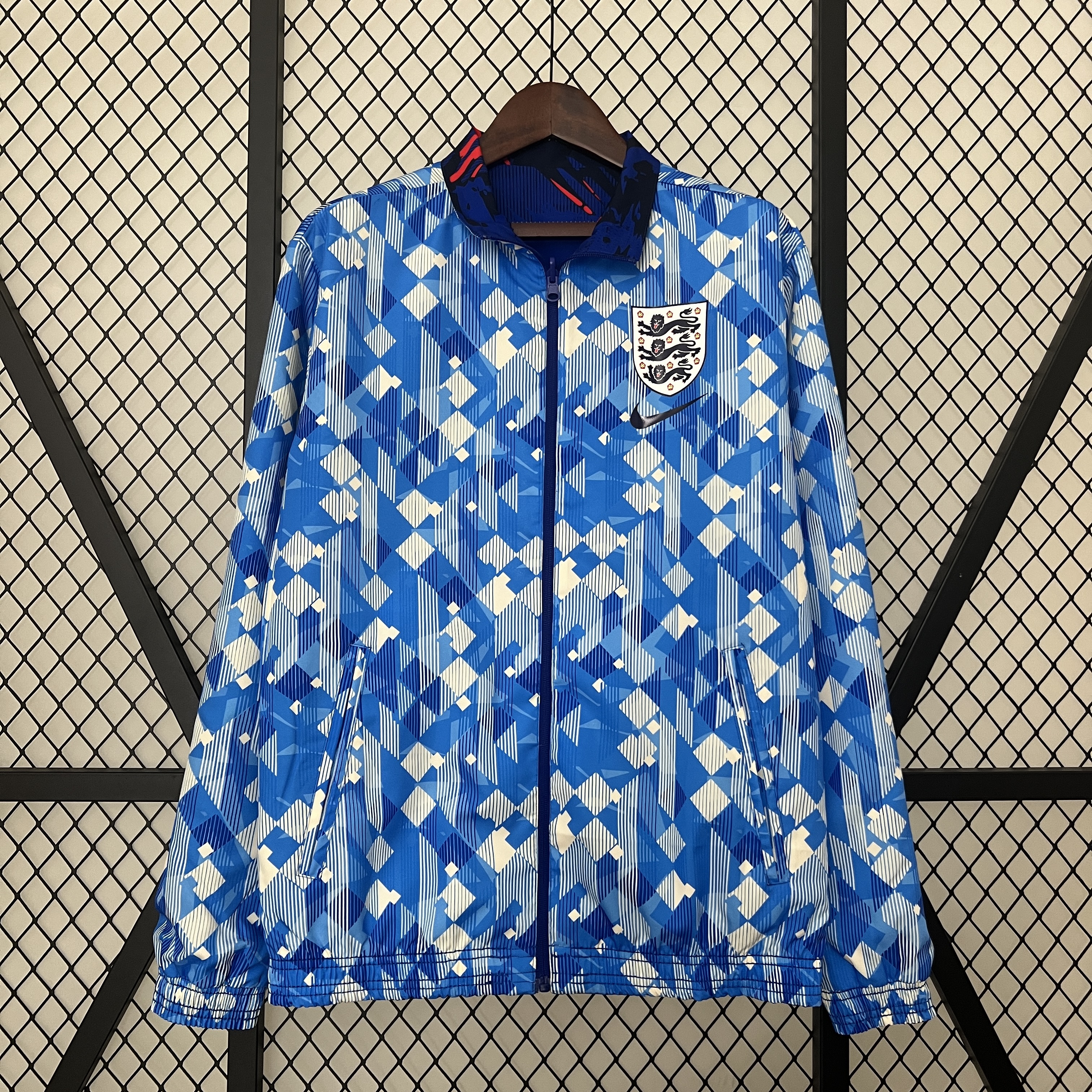 England 2024 Double Sided Reversible Windbreaker - Blue - UnitedFutballJersey