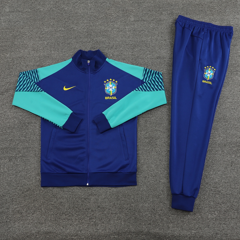 Brazil 23-24 Jacket Training Tracksuit - Blue - UnitedFutballJersey