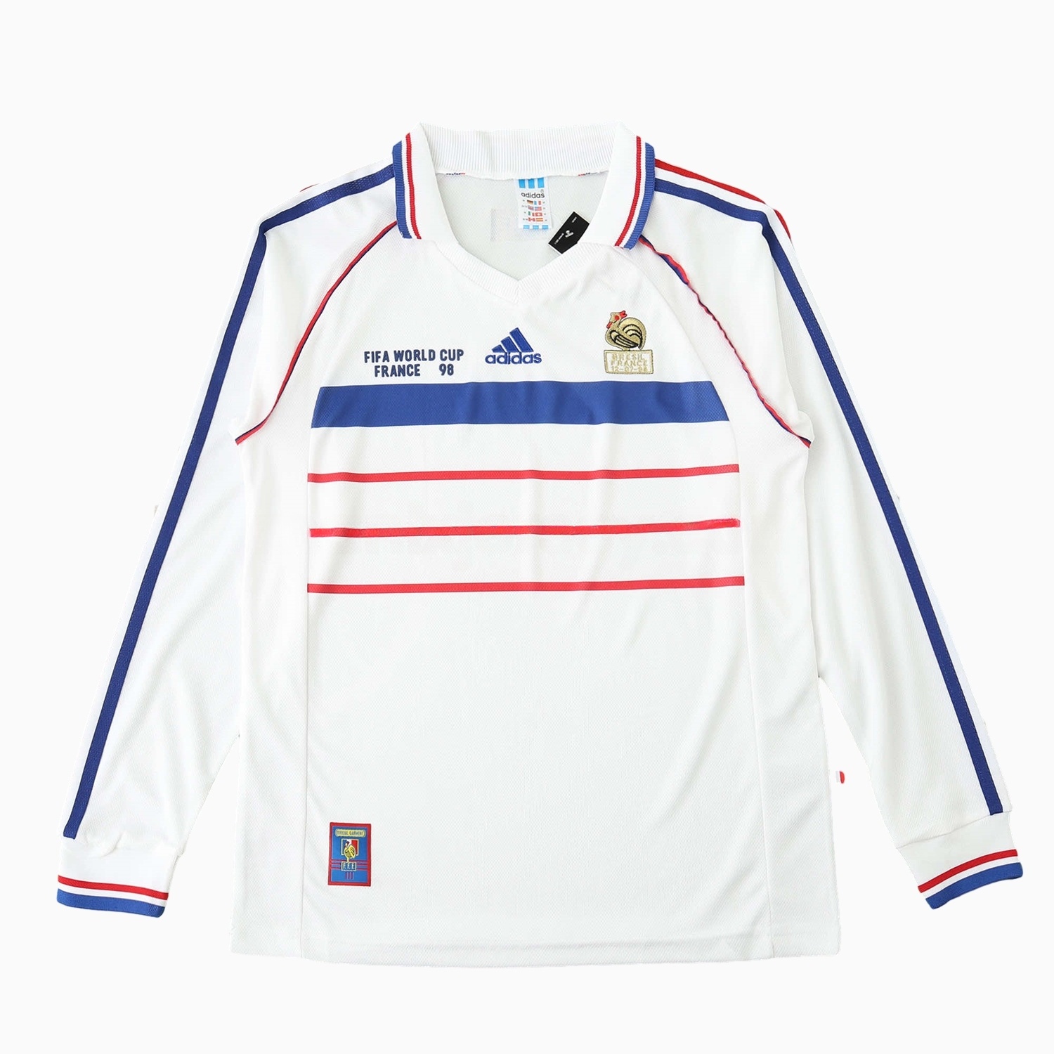 Retro France 1998 Away Long Sleeves Jersey (with 1998 World Cup mark on right chest) - UnitedFutballJersey